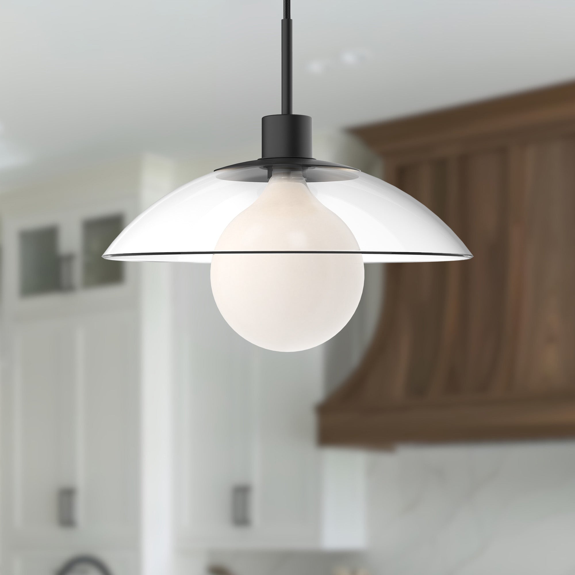 Francesca 12-in Clear Glass/Matte Black 1 Light Pendant