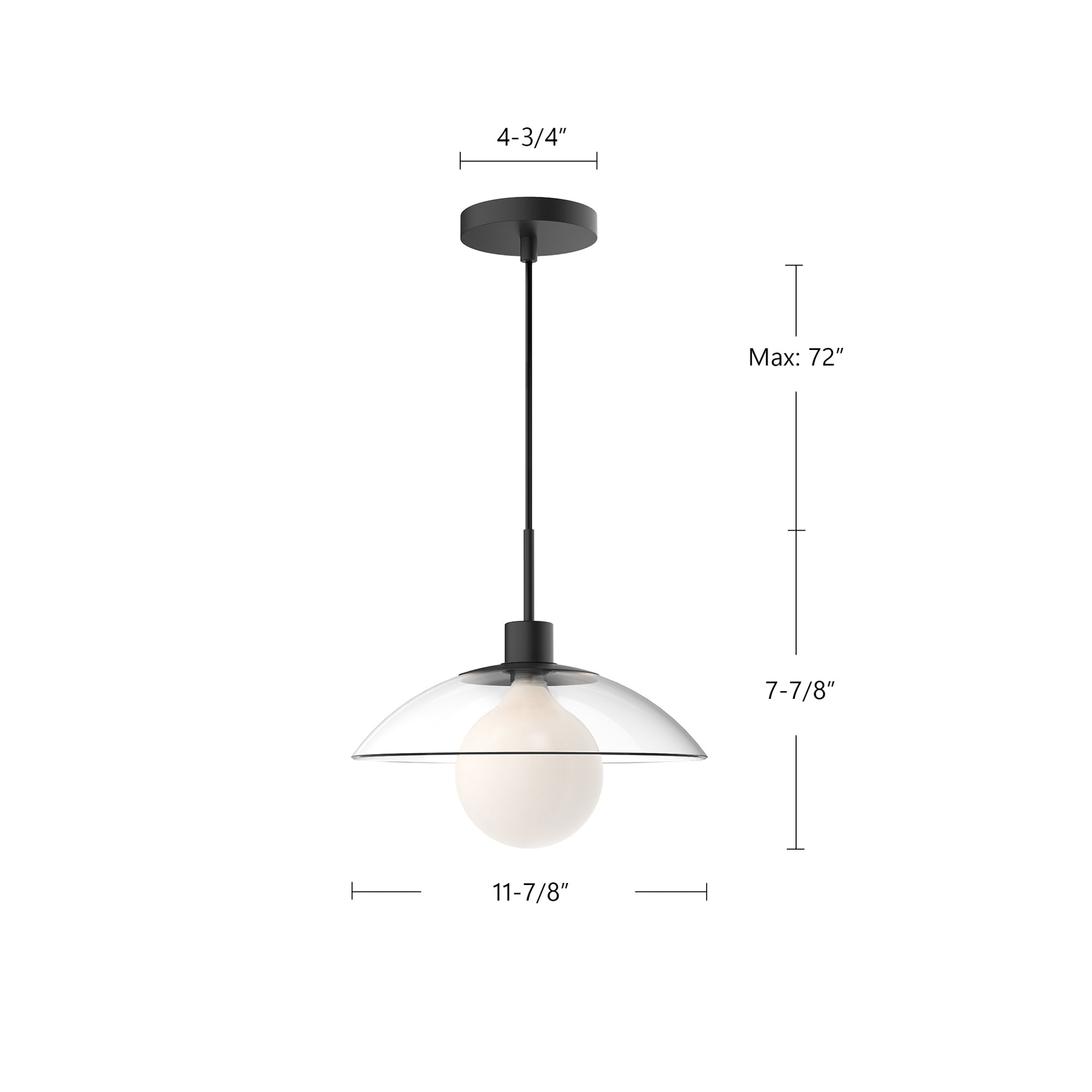 Francesca 12-in Clear Glass/Matte Black 1 Light Pendant
