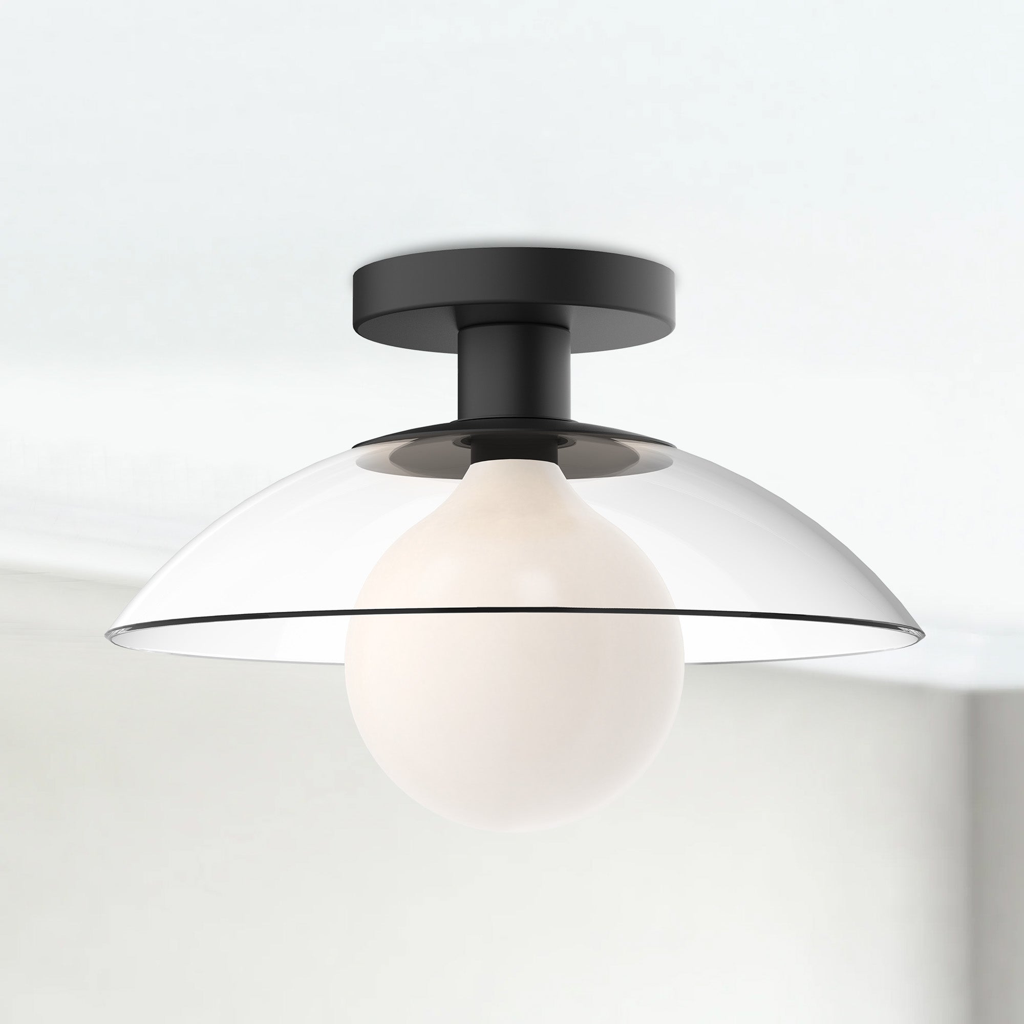 Francesca 12-in Clear Glass/Matte Black 1 Light Semi Flush Mount