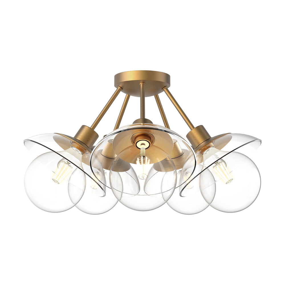 ALORA MOOD Lighting Francesca SF517220AGCL Semi Flush Mount, 300W Watt, Aged Gold/Clear Glass