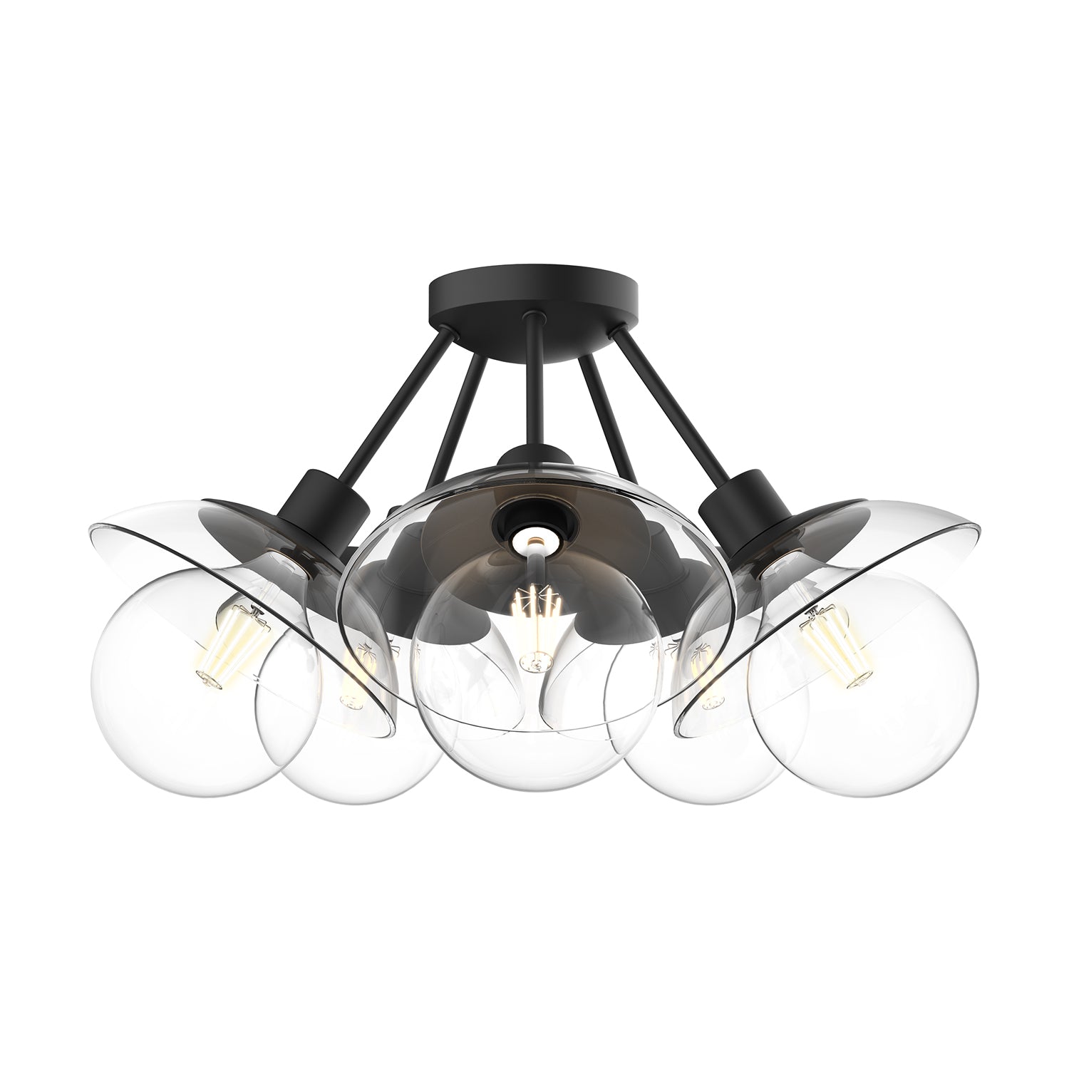 Francesca 20-in Clear Glass/Matte Black 5 Lights Semi Flush Mount