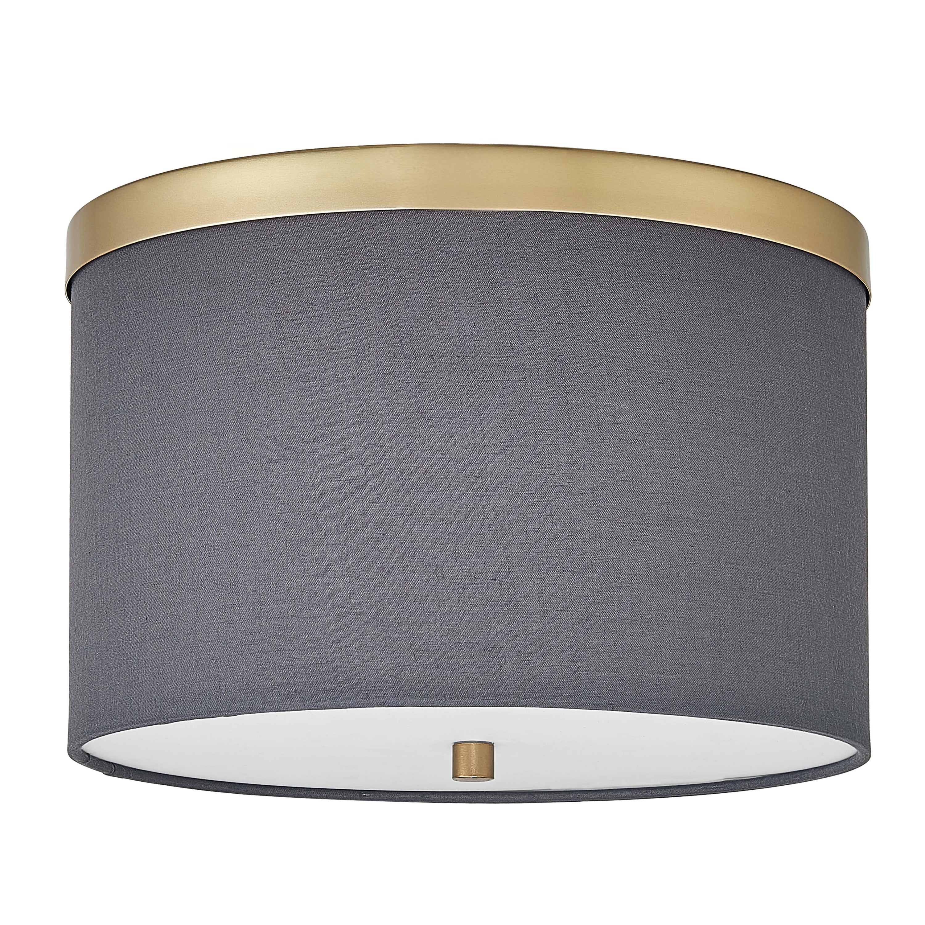 Dainolite FRD-122FH-AGB-GRY 2 Light Incandescent Flush Mount Aged Brass with Grey Shade