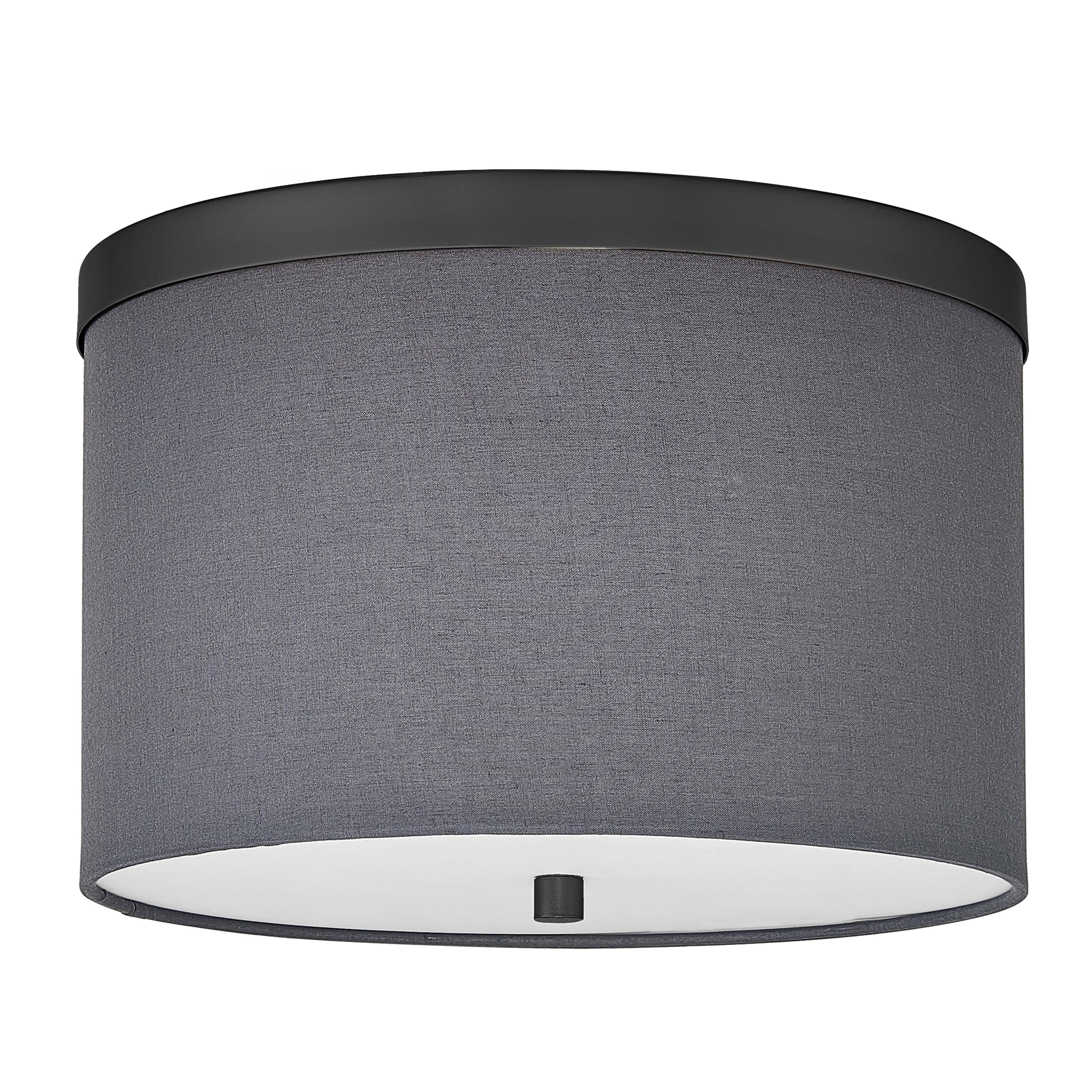 Dainolite FRD-122FH-MB-GRY 2 Light Incandescent Flush Mount Matte Black with Grey Shade