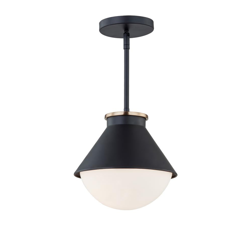 Justice Design Group RAVELLE FSN-7686W-OPAL-MBBR Pendant - Matte Black With Brass Ring Mbbr