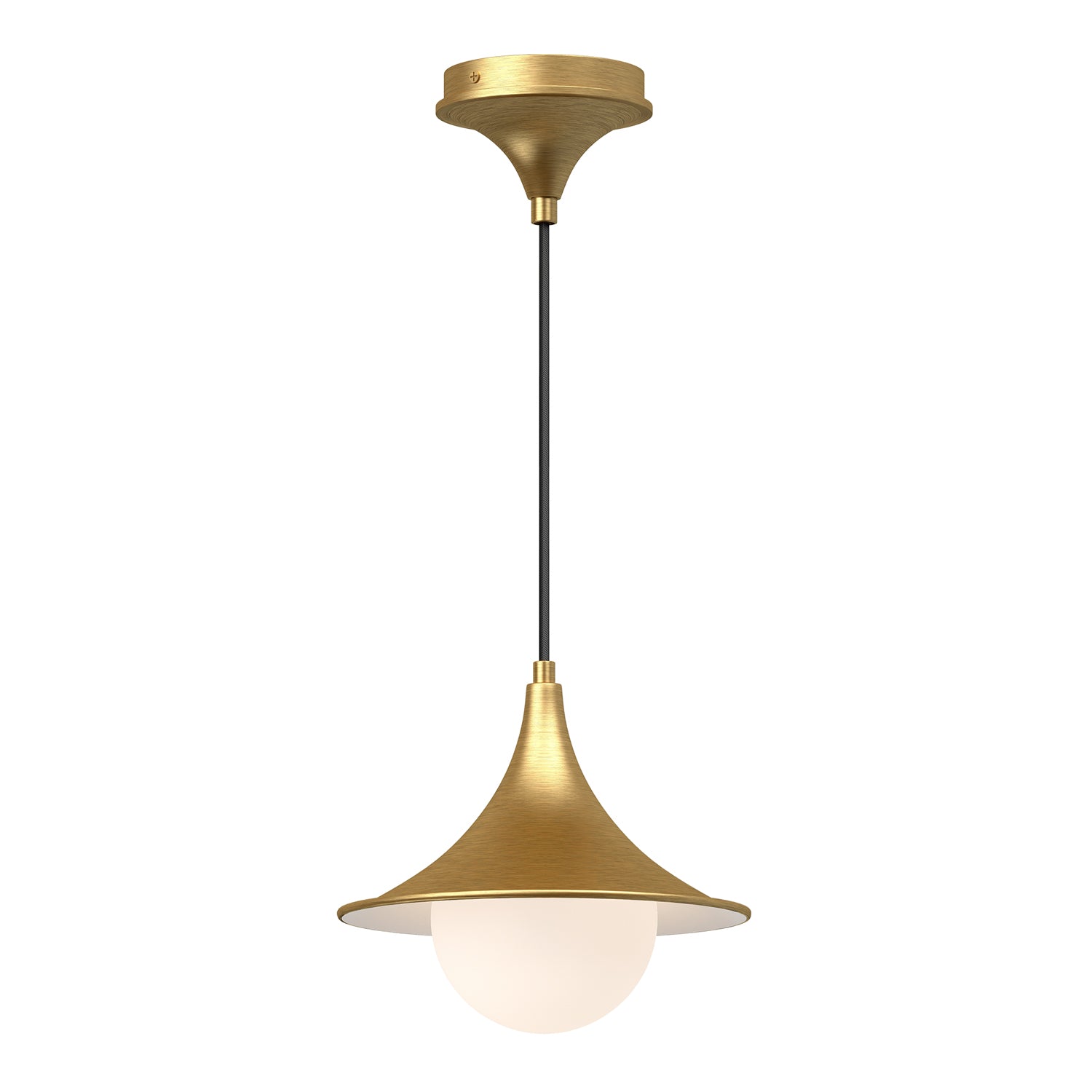 Fuji 9-in Brushed Gold/Opal Matte Glass 1 Light Pendant