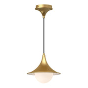 Fuji 9-in Brushed Gold/Opal Matte Glass 1 Light Pendant