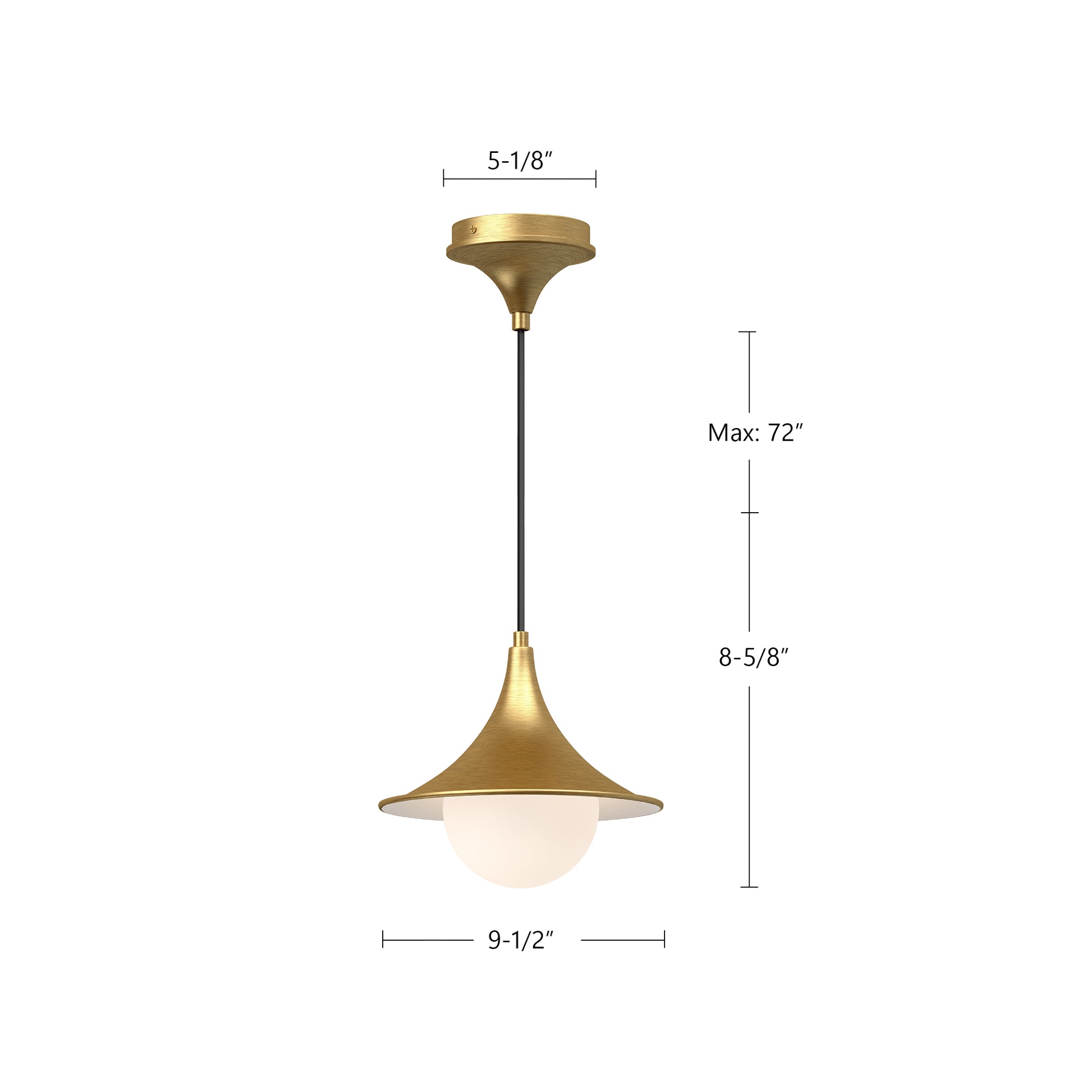 Fuji 9-in Brushed Gold/Opal Matte Glass 1 Light Pendant