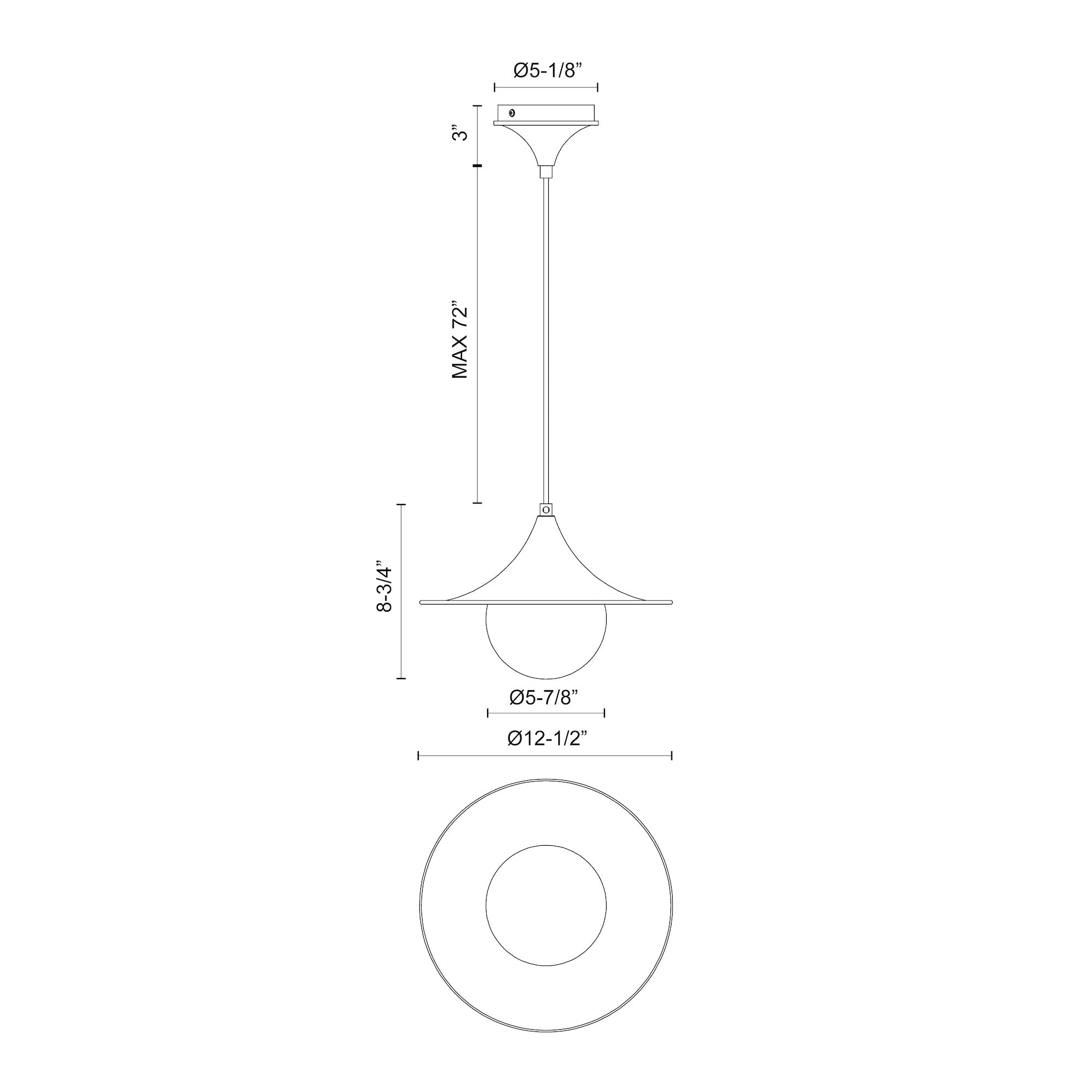 Fuji 12-in Matte Black/Opal Matte Glass 1 Light Pendant