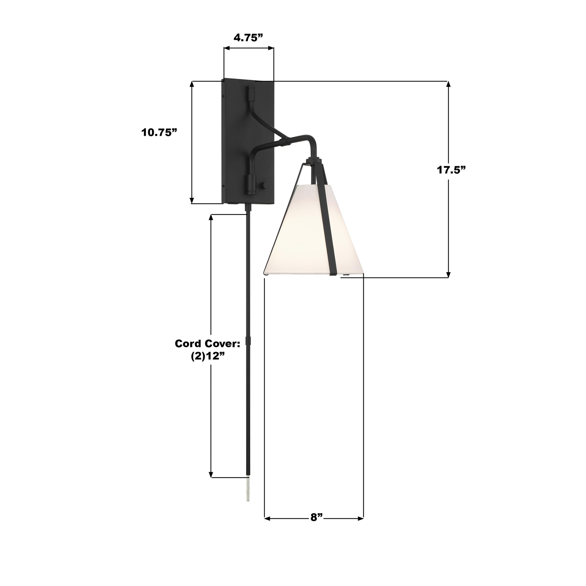 Crystorama Fulton FUL-901-BK – 8 Inch – 1 Light – Sconce – Black – Dry Rated