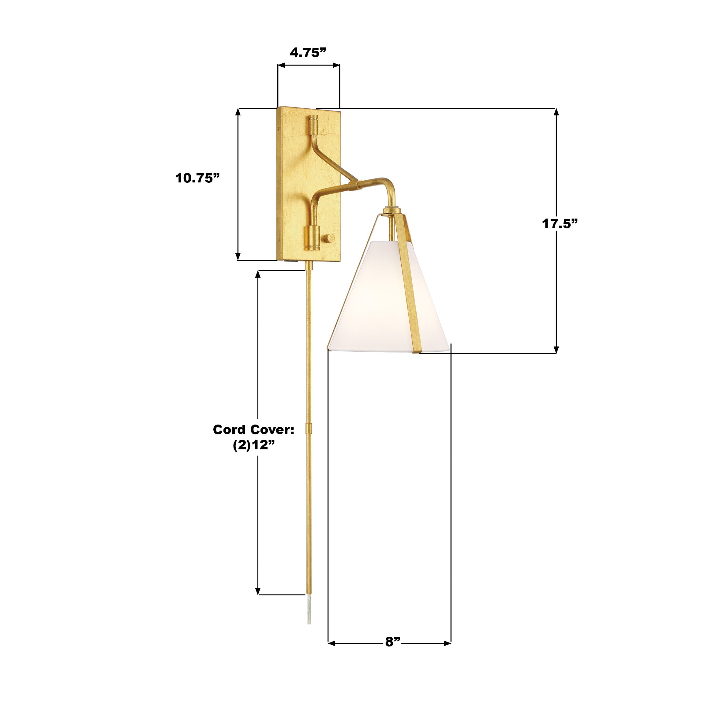 Crystorama Fulton FUL-901-GA – 8 Inch – 1 Light – Sconce – Antique Gold – Dry Rated