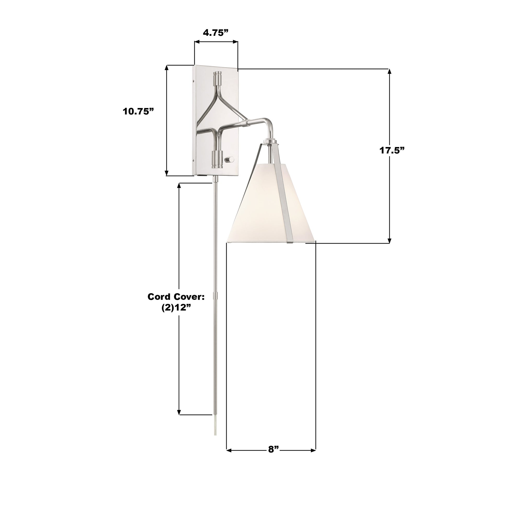 Crystorama Fulton FUL-901-PN – 8 Inch – 1 Light – Sconce – Polished Nickel – Dry Rated