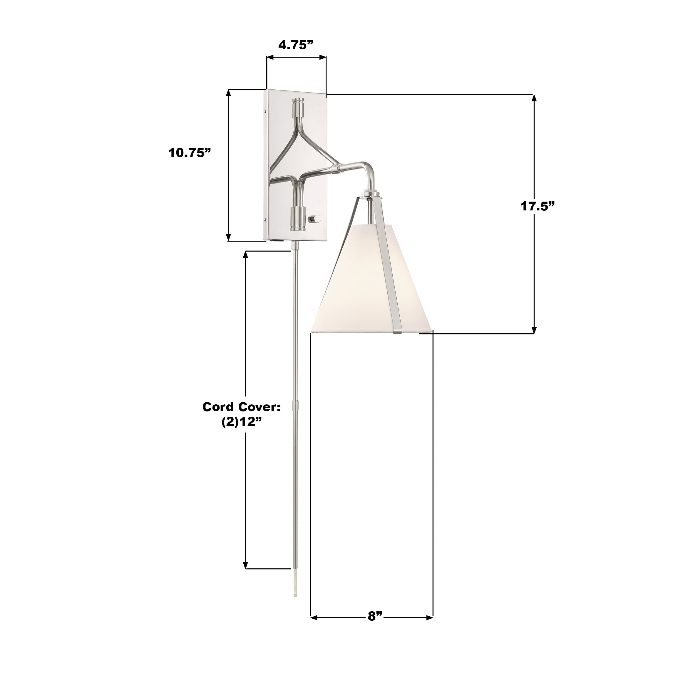 Crystorama Fulton FUL-901-PN – 8 Inch – 1 Light – Sconce – Polished Nickel – Dry Rated