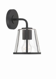 Crystorama Fulton FUL-911-BK-CL – 6.25 Inch – 1 Light – Sconce – Black – Damp Rated