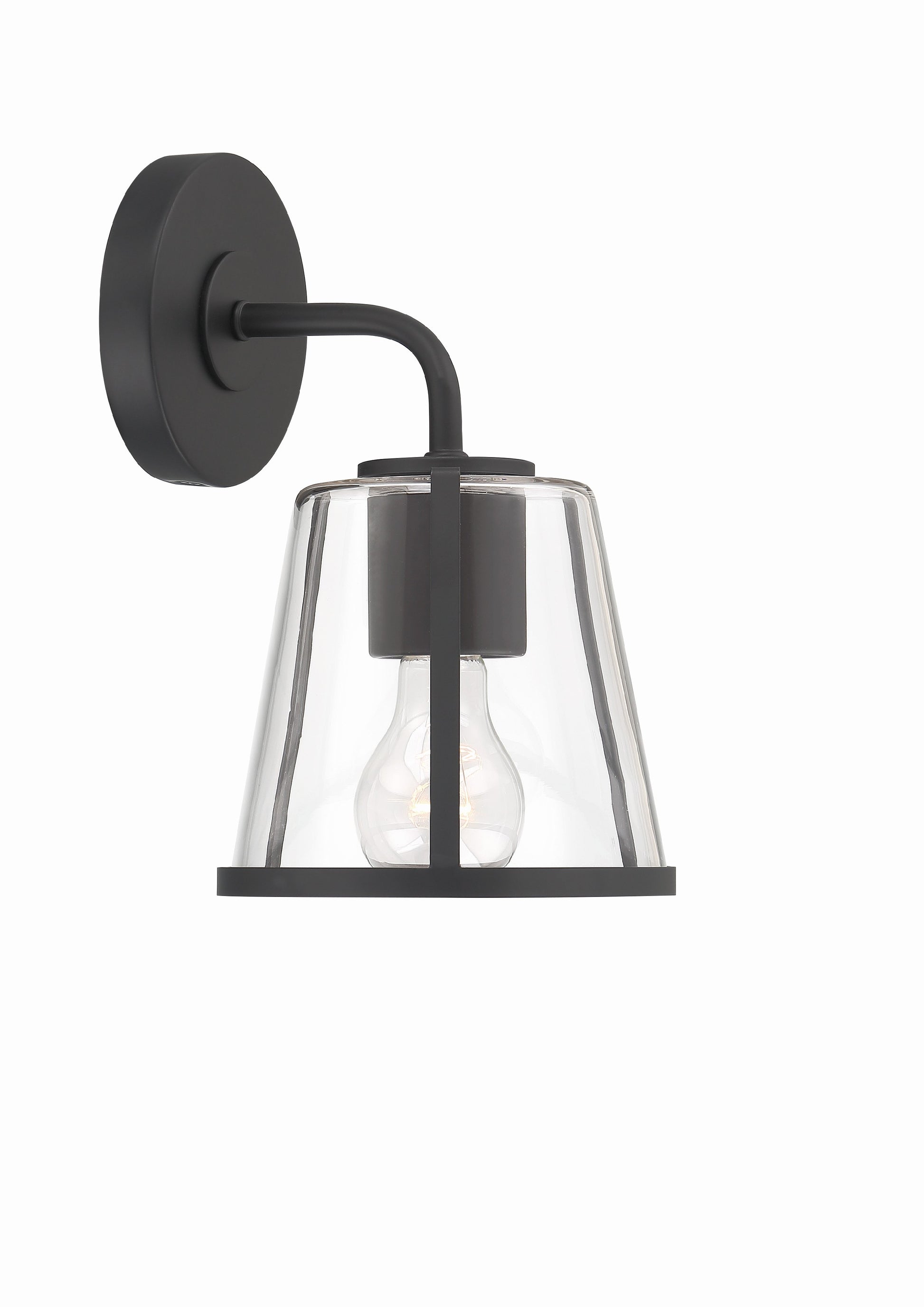 Crystorama Fulton FUL-911-BK-CL – 6.25 Inch – 1 Light – Sconce – Black – Damp Rated