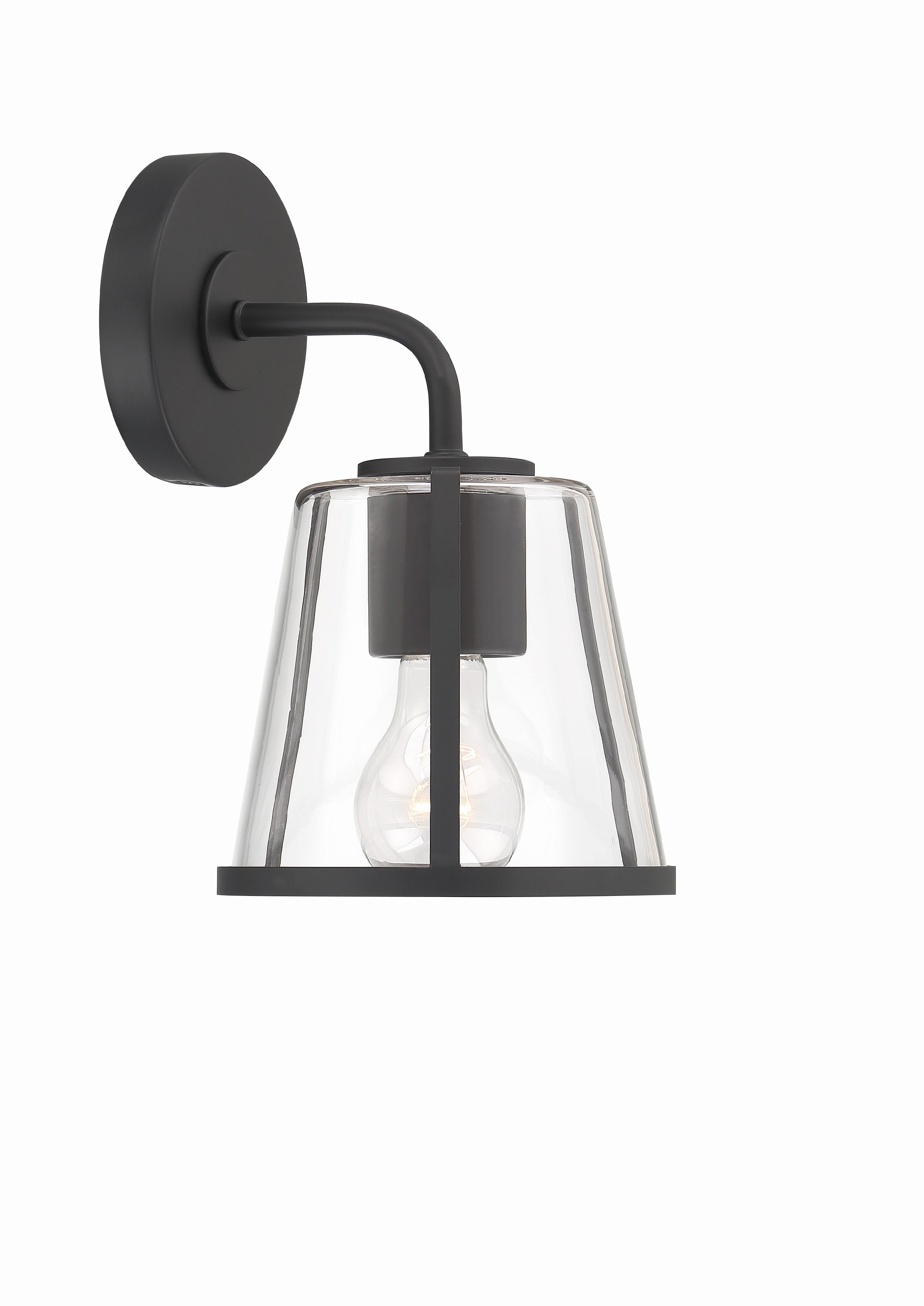 Crystorama Fulton FUL-911-BK-CL – 6.25 Inch – 1 Light – Sconce – Black – Damp Rated