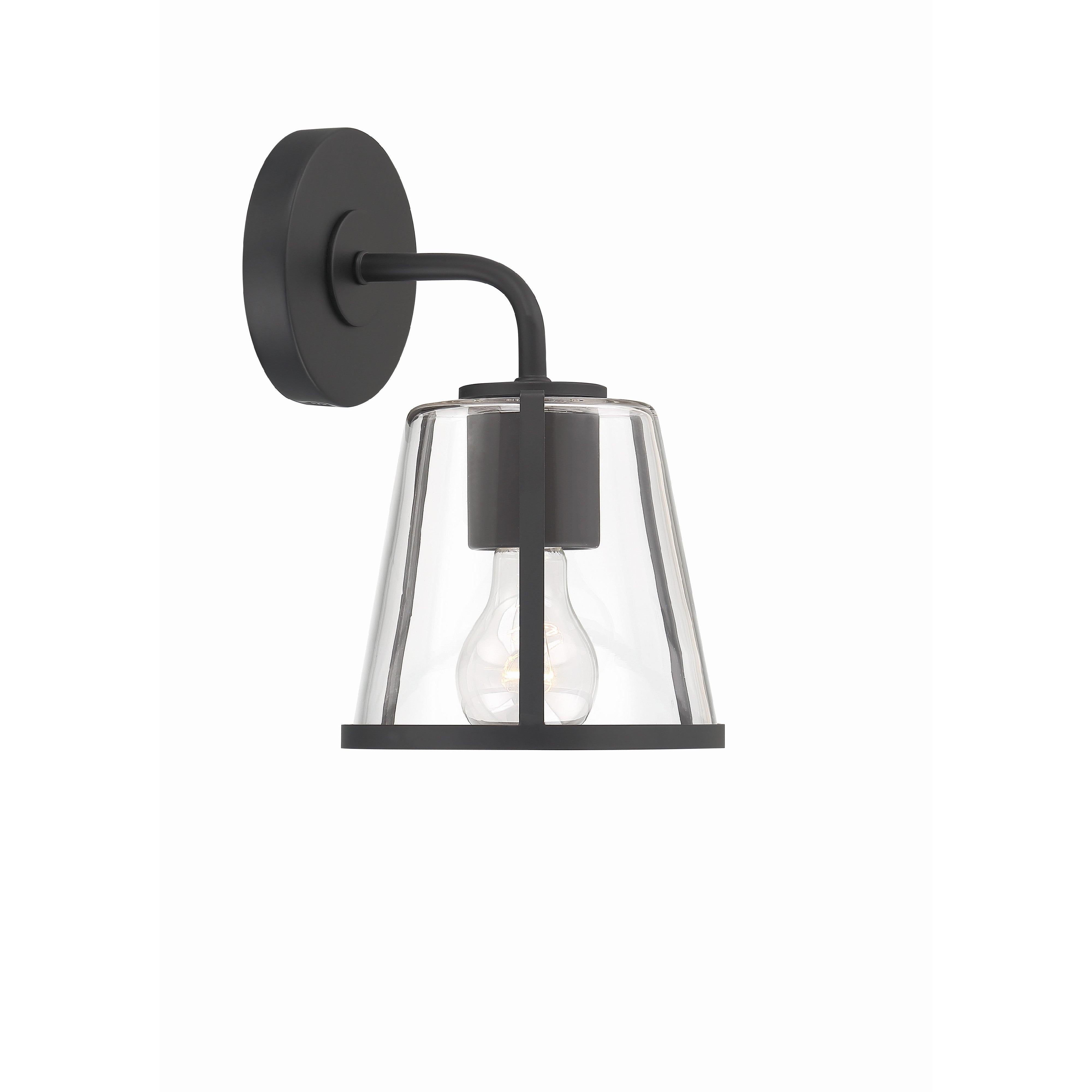 Crystorama Fulton FUL-911-BK-CL – 6.25 Inch – 1 Light – Sconce – Black – Damp Rated