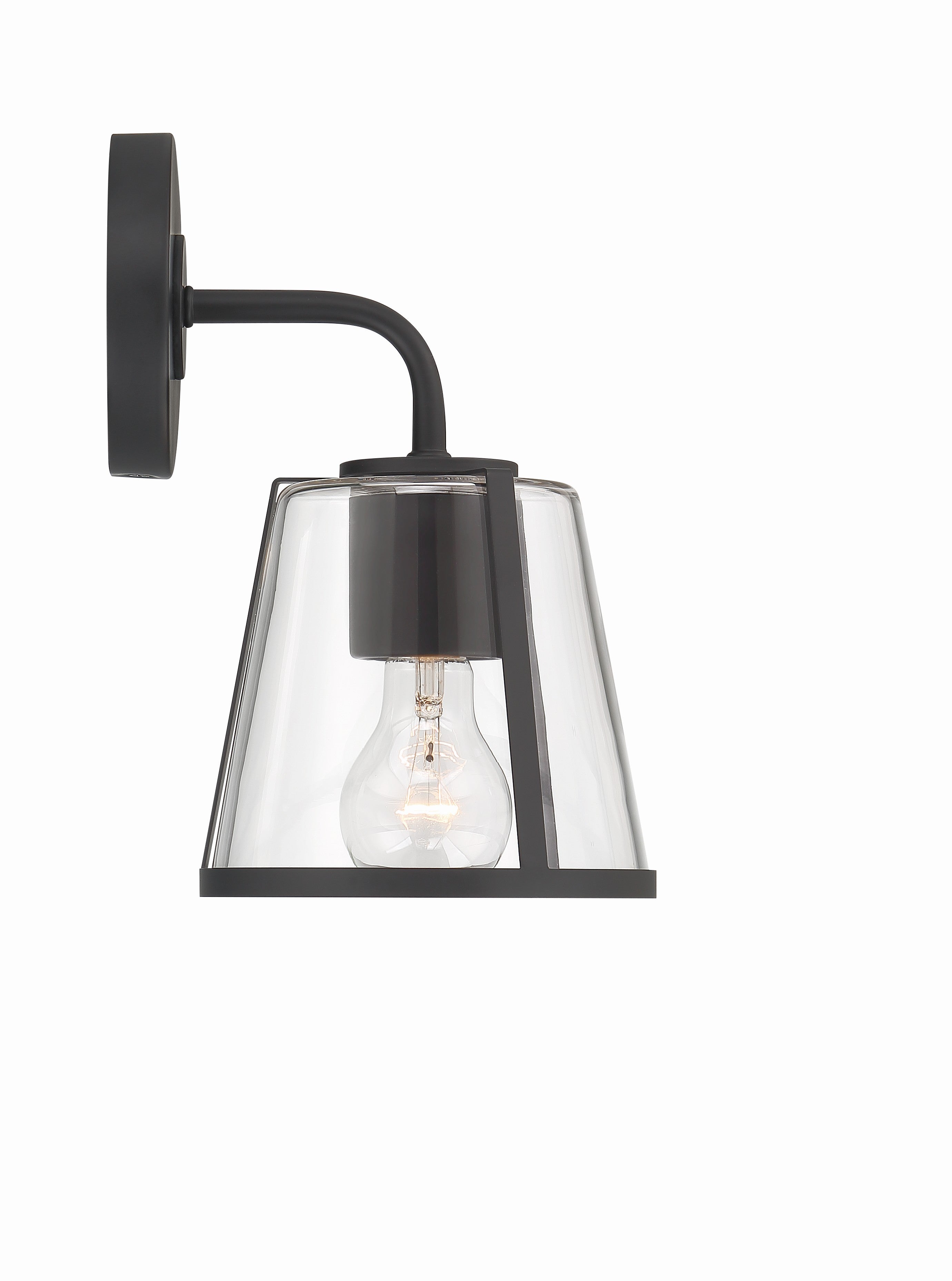 Crystorama Fulton FUL-911-BK-CL – 6.25 Inch – 1 Light – Sconce – Black – Damp Rated