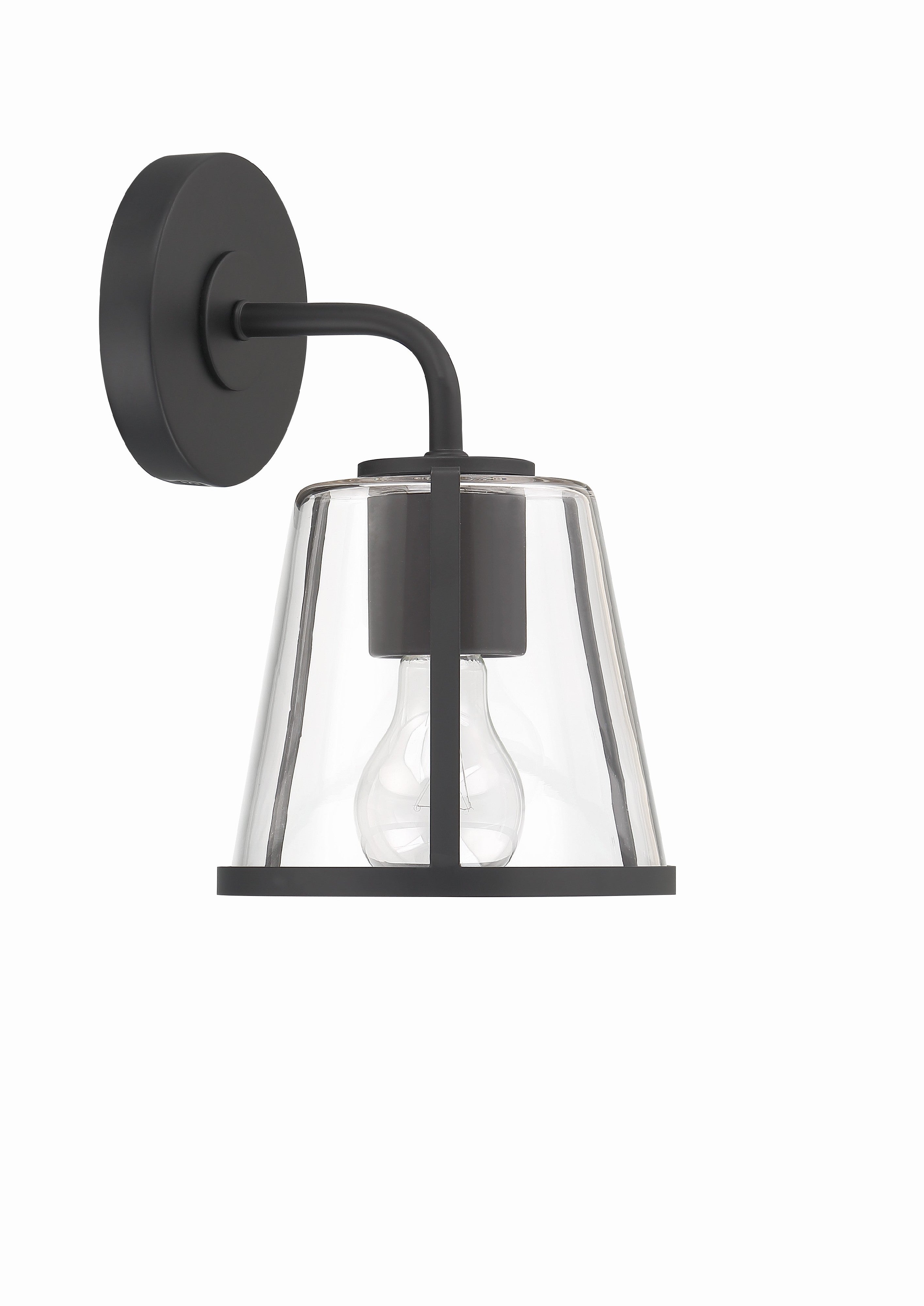 Crystorama Fulton FUL-911-BK-CL – 6.25 Inch – 1 Light – Sconce – Black – Damp Rated