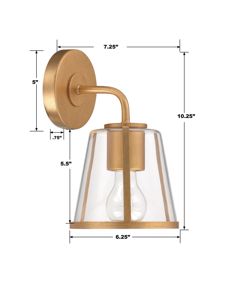 Crystorama Lighting CrystoramaFUL-911-GA-CL Fulton Wall Sconce, Antique Gold