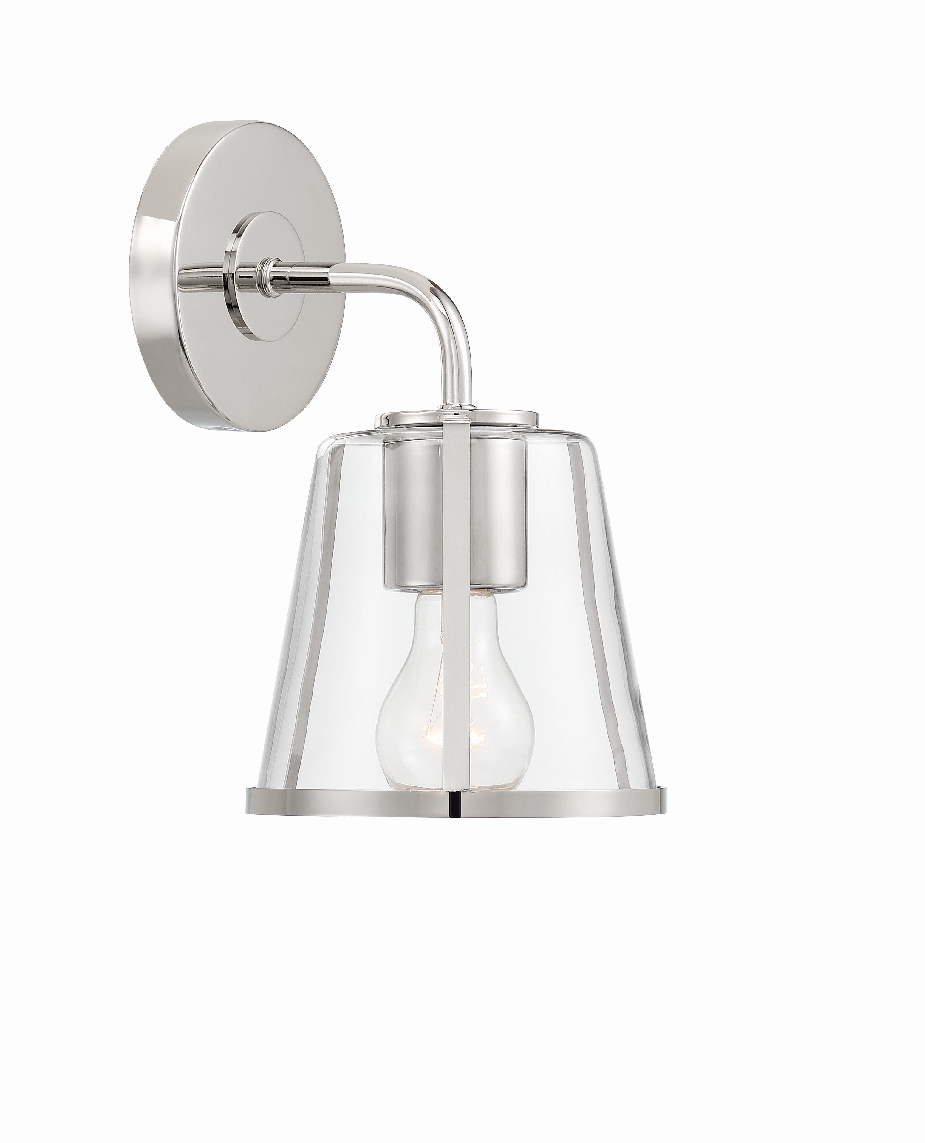 Crystorama Fulton FUL-911-PN-CL – 6.25 Inch – 1 Light – Sconce – Polished Nickel – Damp Rated
