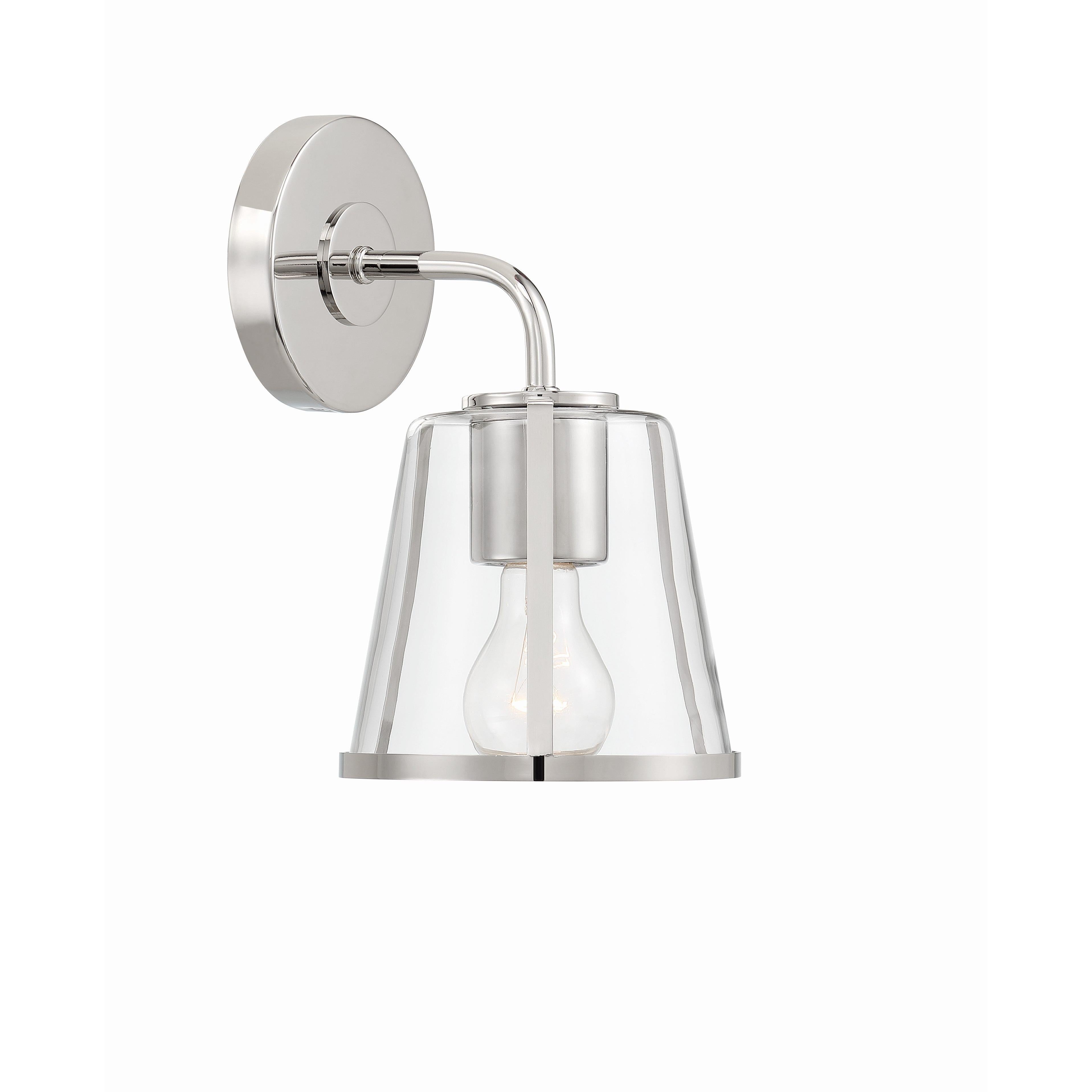 Crystorama Fulton FUL-911-PN-CL – 6.25 Inch – 1 Light – Sconce – Polished Nickel – Damp Rated