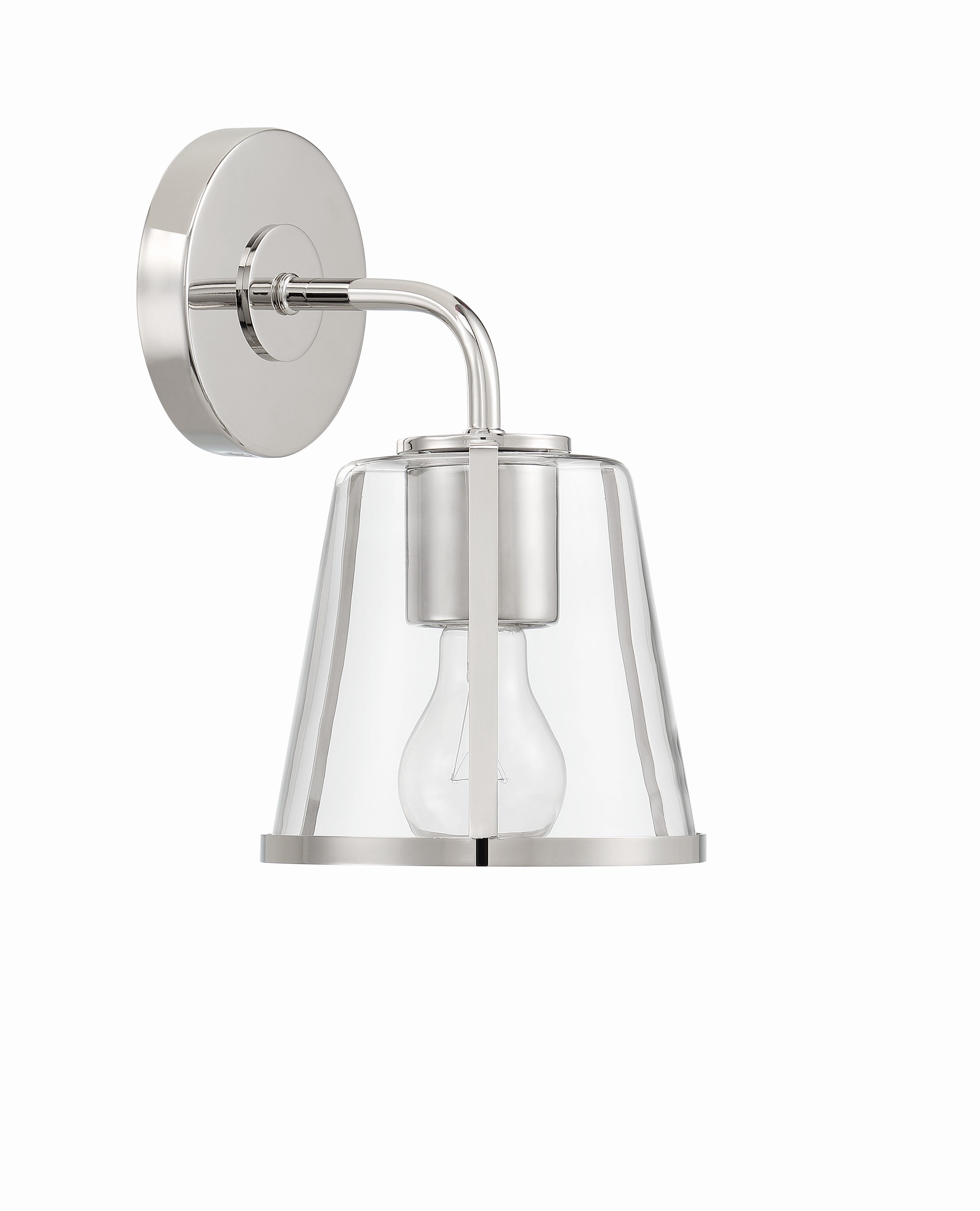 Crystorama Fulton FUL-911-PN-CL – 6.25 Inch – 1 Light – Sconce – Polished Nickel – Damp Rated