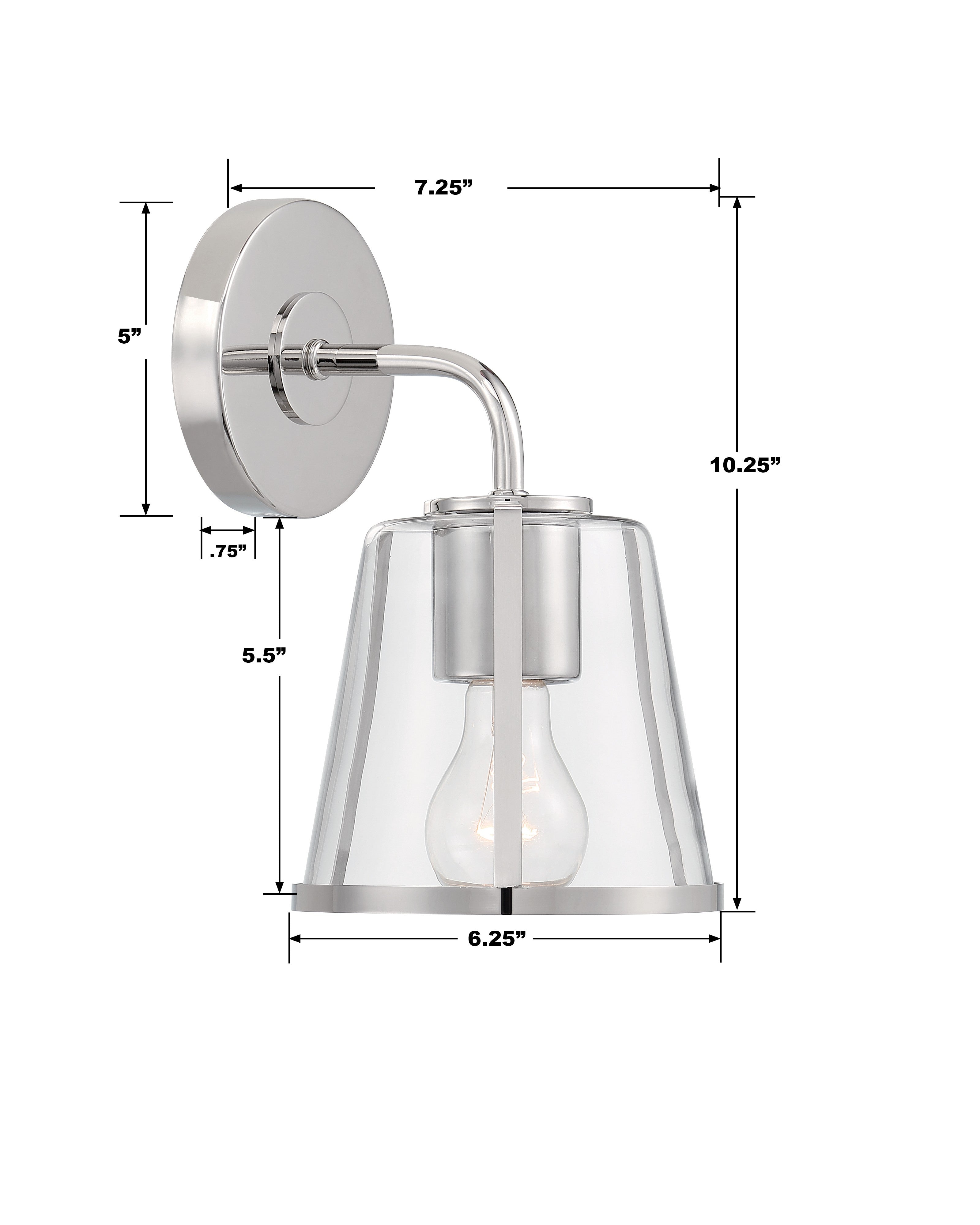 Crystorama Fulton FUL-911-PN-CL – 6.25 Inch – 1 Light – Sconce – Polished Nickel – Damp Rated