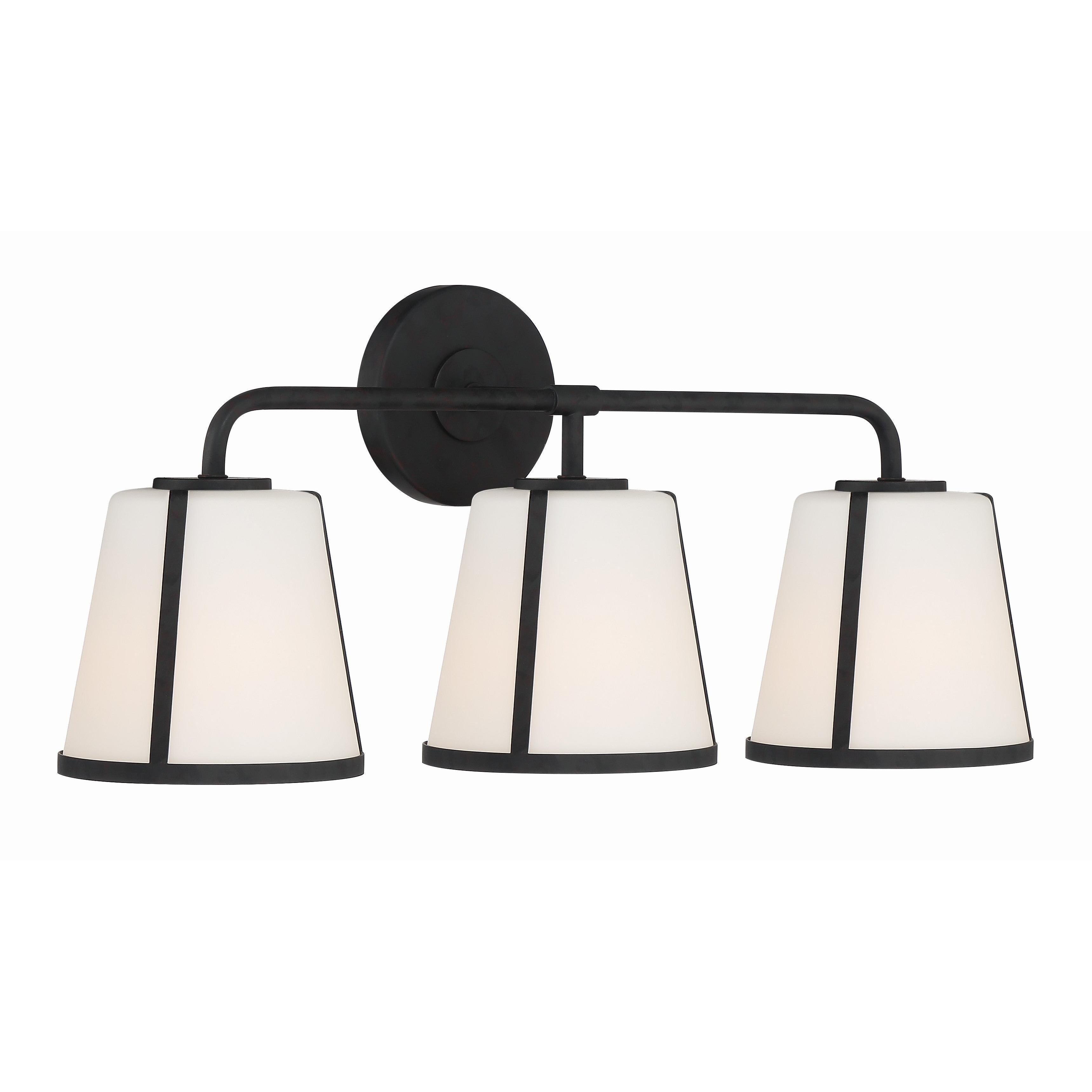Crystorama Fulton FUL-913-BK – 23.25 Inch – 3 Light – Bath Vanity Light – Black – Damp Rated