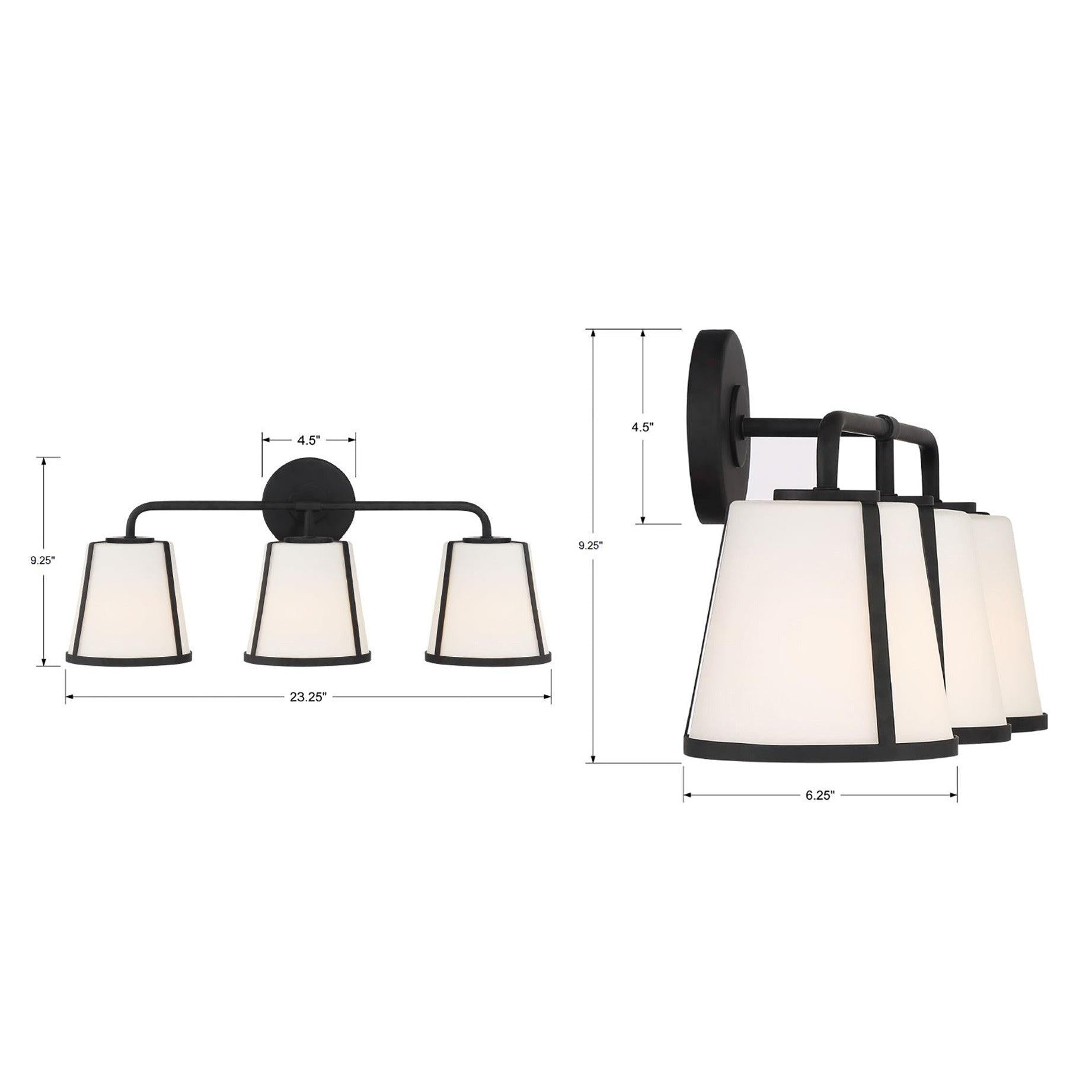 Crystorama Fulton FUL-913-BK – 23.25 Inch – 3 Light – Bath Vanity Light – Black – Damp Rated