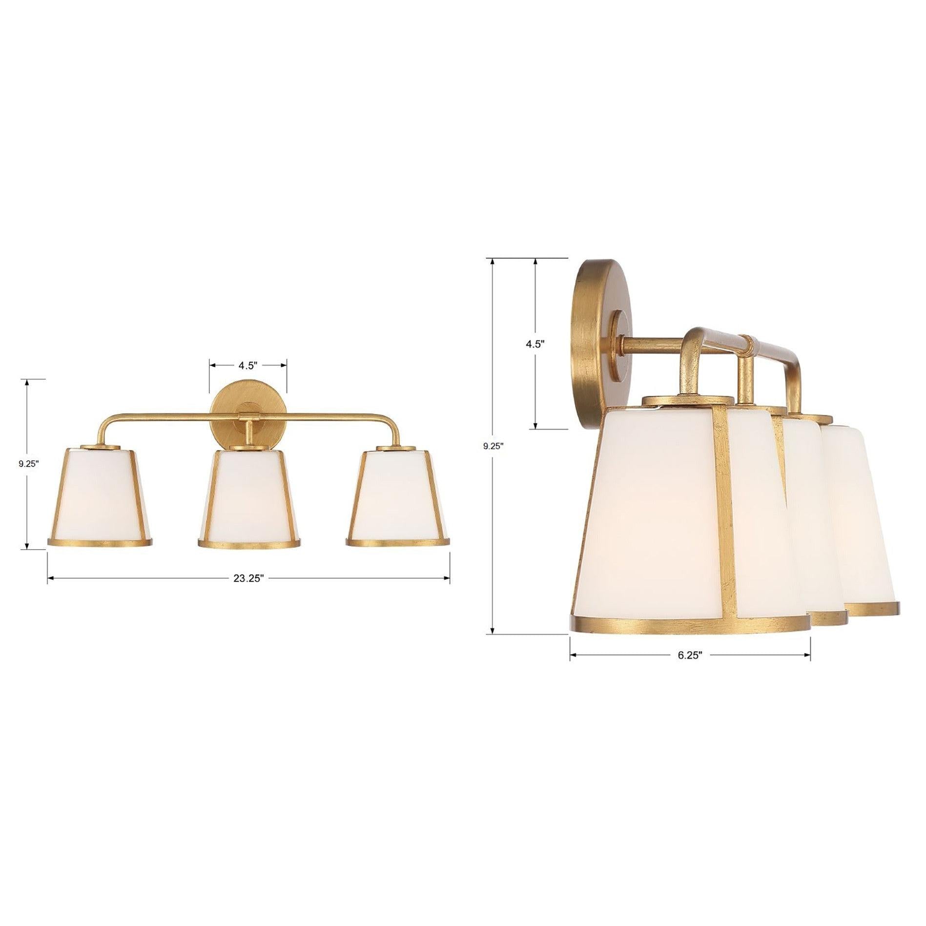 Crystorama Fulton FUL-913-GA – 23.25 Inch – 3 Light – Bath Vanity Light – Antique Gold – Damp Rated