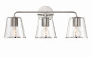 Crystorama Fulton FUL-913-PN-CL – 23.25 Inch – 3 Light – Bath Vanity Light – Polished Nickel – Damp Rated