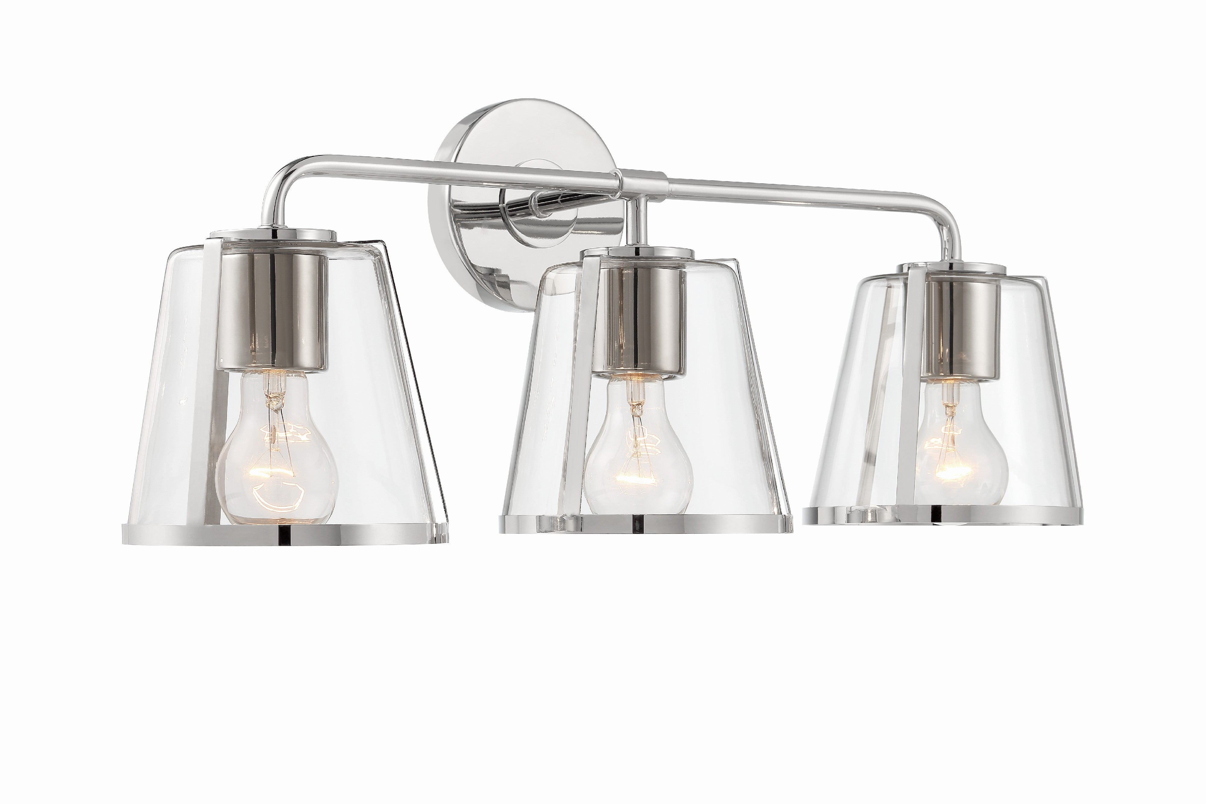 Crystorama Fulton FUL-913-PN-CL – 23.25 Inch – 3 Light – Bath Vanity Light – Polished Nickel – Damp Rated