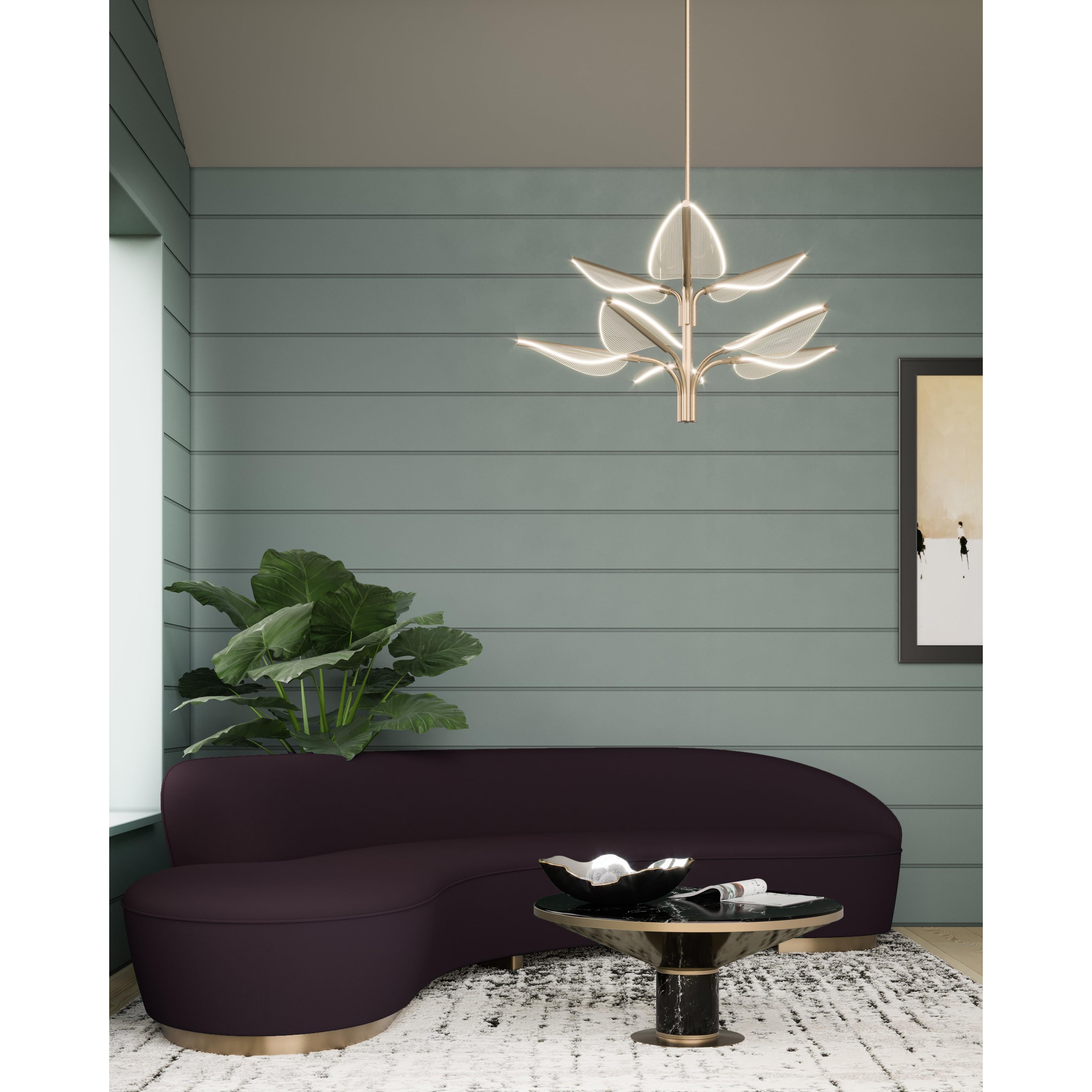 Flora 8 Head Natural Brass LED Pendant