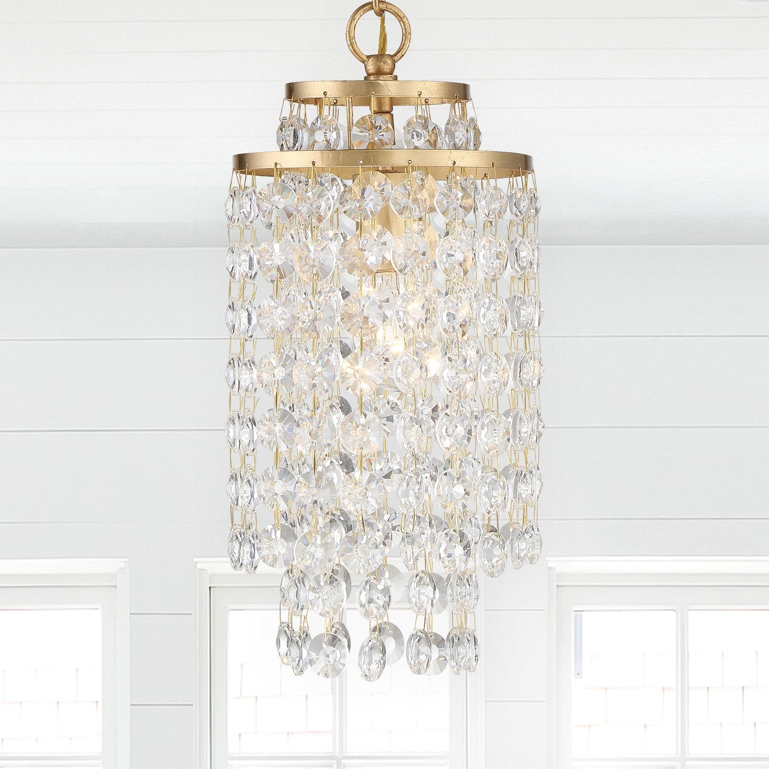 Crystorama Gabrielle GAB-B7301-GA – 7 Inch – 1 Light – Pendant Light – Antique Gold – Damp Rated