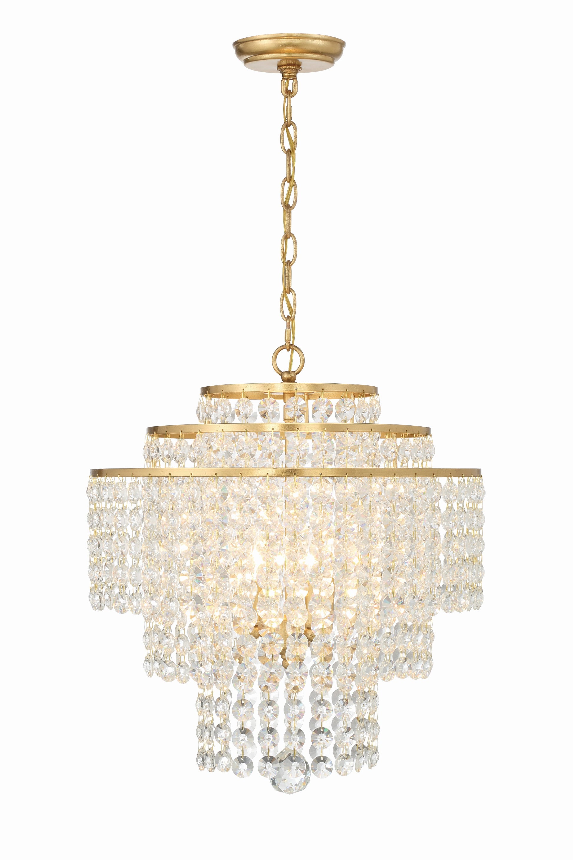 Crystorama Gabrielle GAB-B7304-GA – 18 Inch – 4 Light – Chandelier – Antique Gold – Damp Rated