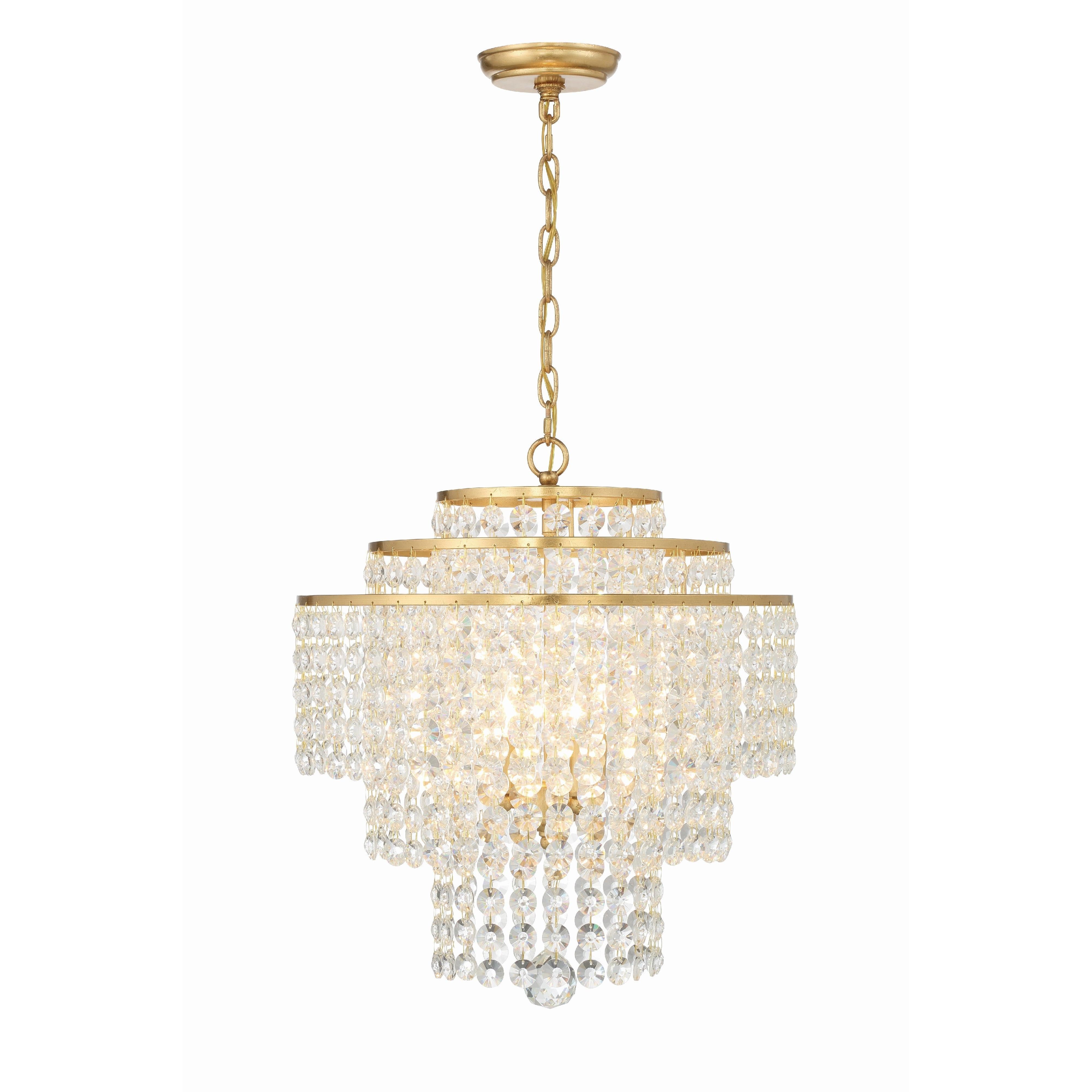 Crystorama Gabrielle GAB-B7304-GA – 18 Inch – 4 Light – Chandelier – Antique Gold – Damp Rated