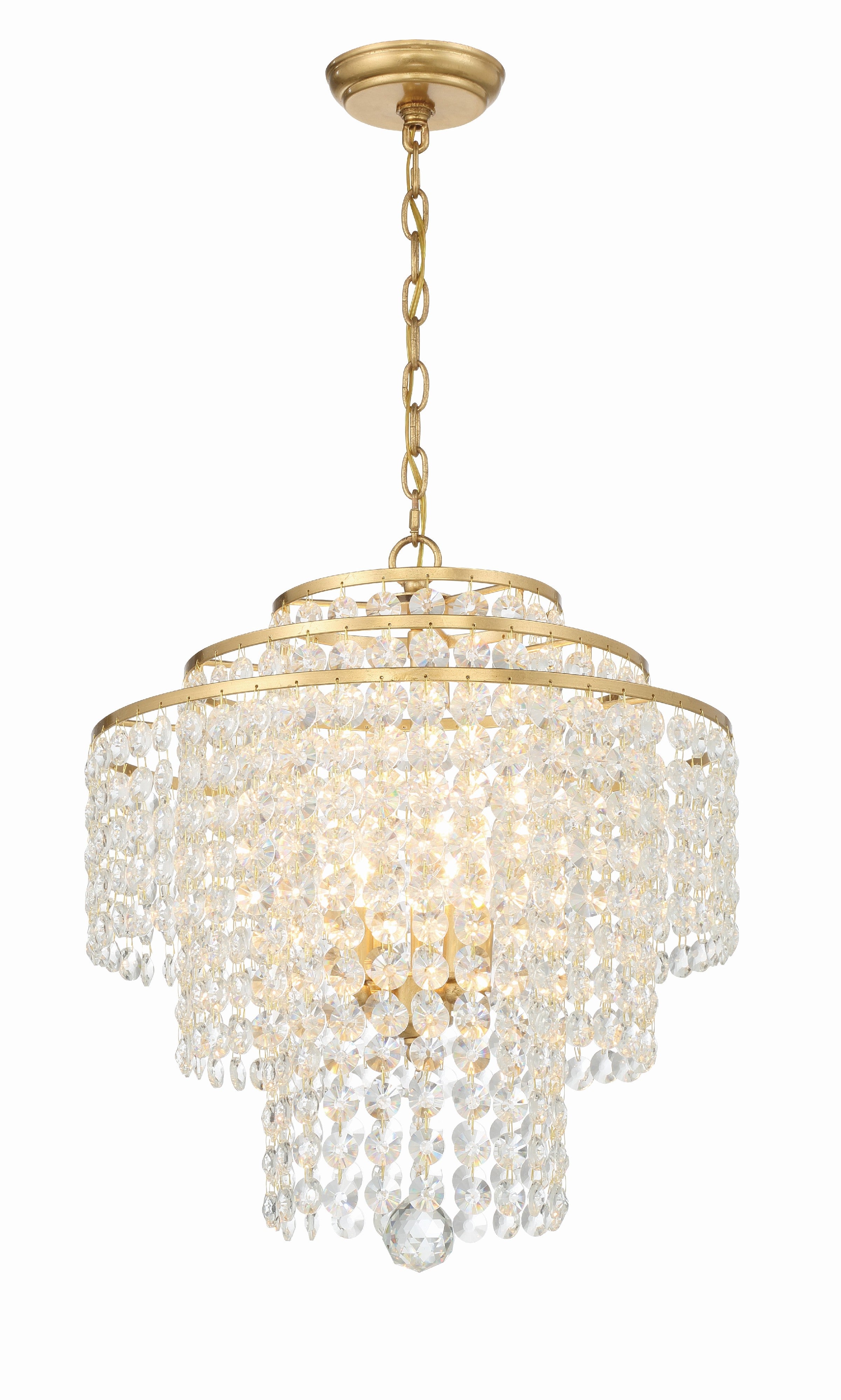 Crystorama Gabrielle GAB-B7304-GA – 18 Inch – 4 Light – Chandelier – Antique Gold – Damp Rated