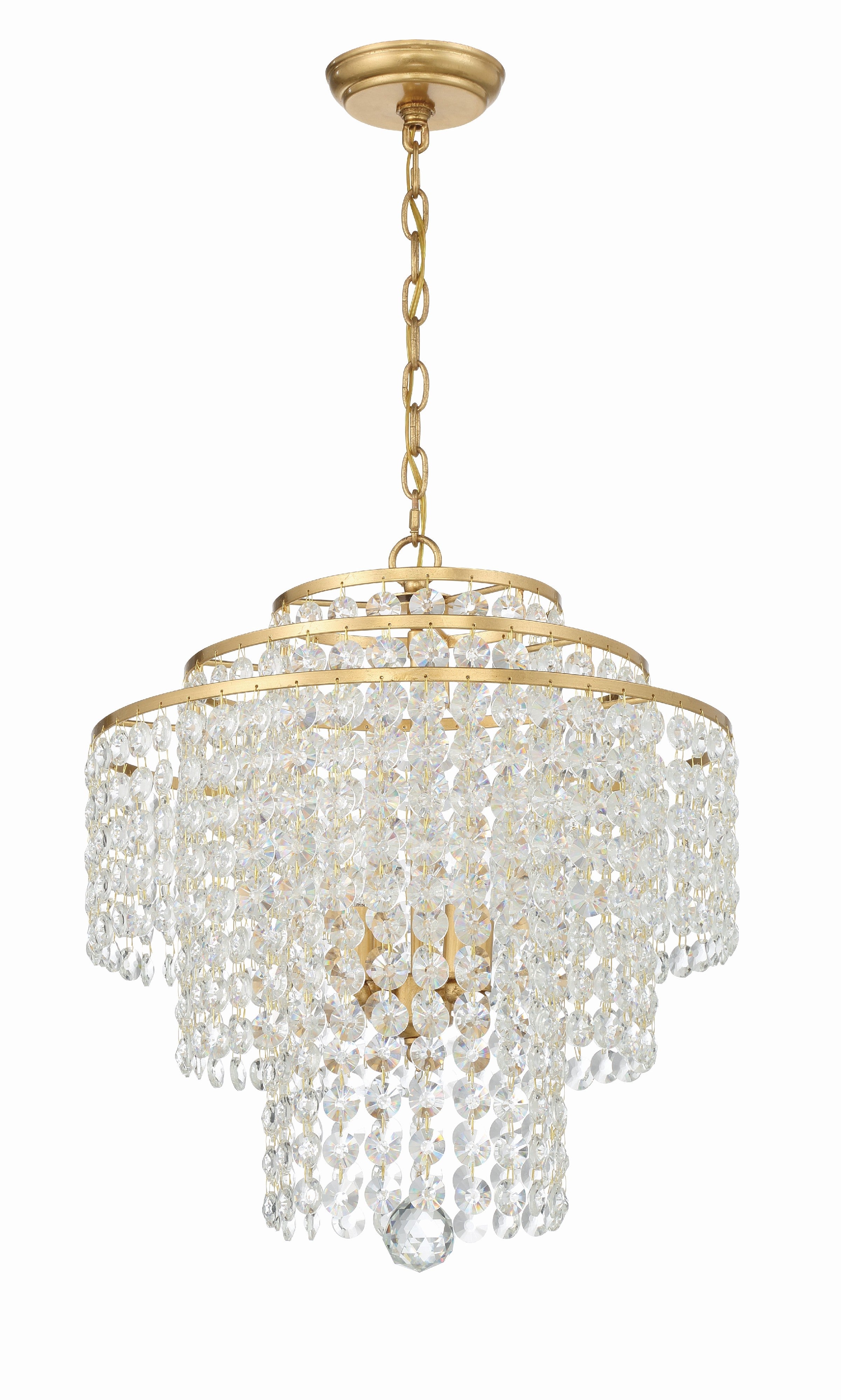 Crystorama Gabrielle GAB-B7304-GA – 18 Inch – 4 Light – Chandelier – Antique Gold – Damp Rated