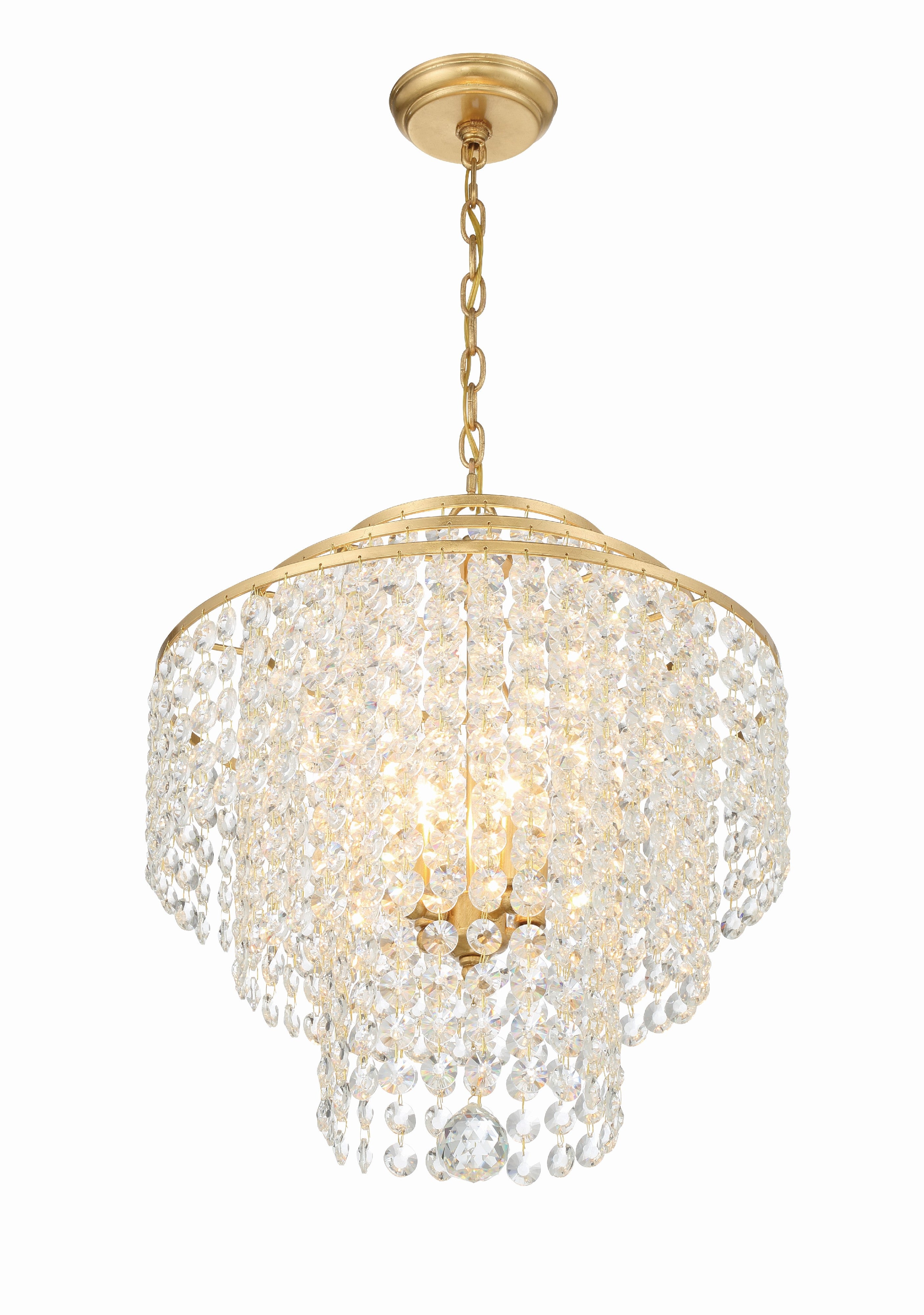 Crystorama Gabrielle GAB-B7304-GA – 18 Inch – 4 Light – Chandelier – Antique Gold – Damp Rated