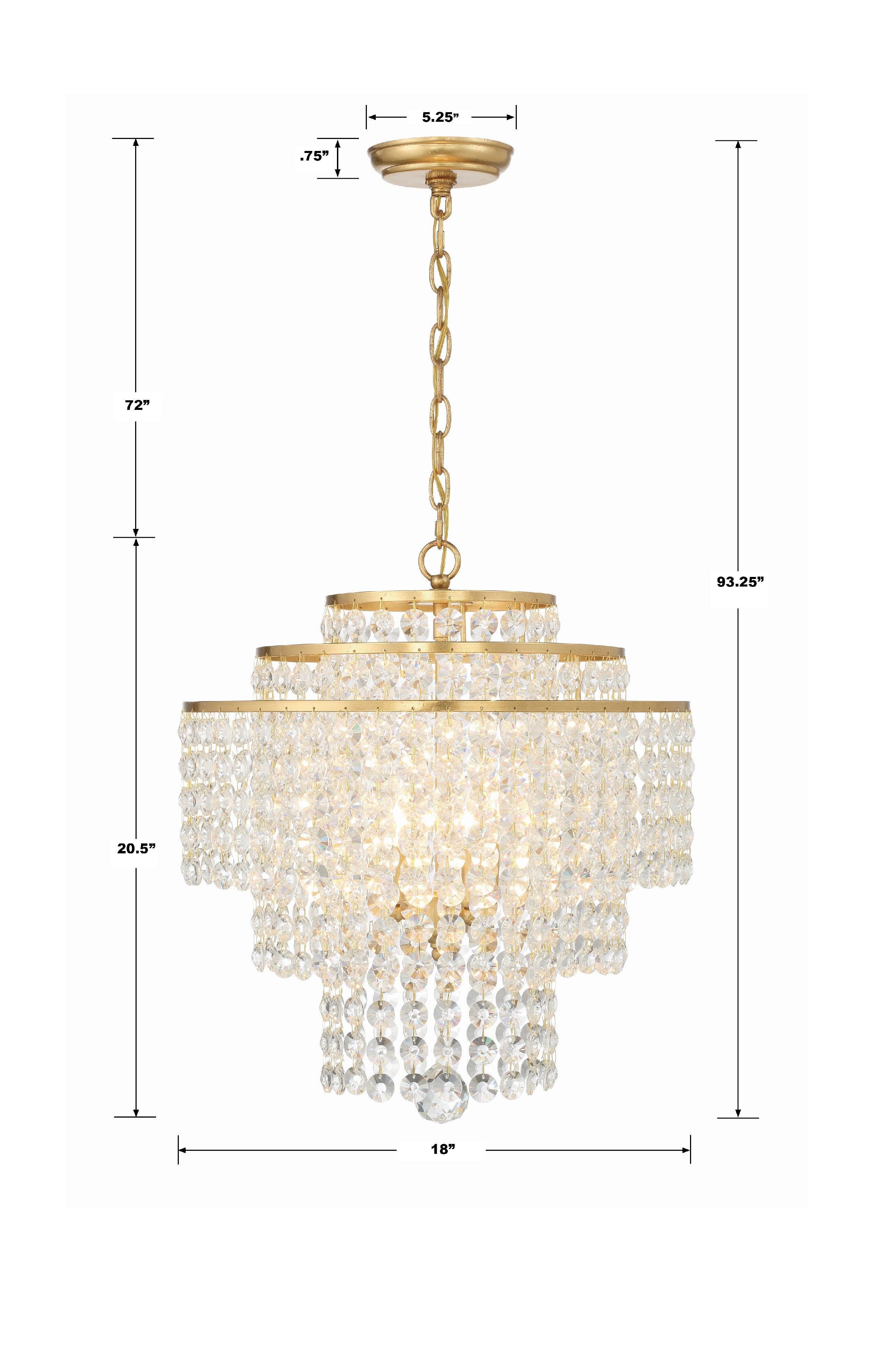 Crystorama Gabrielle GAB-B7304-GA – 18 Inch – 4 Light – Chandelier – Antique Gold – Damp Rated