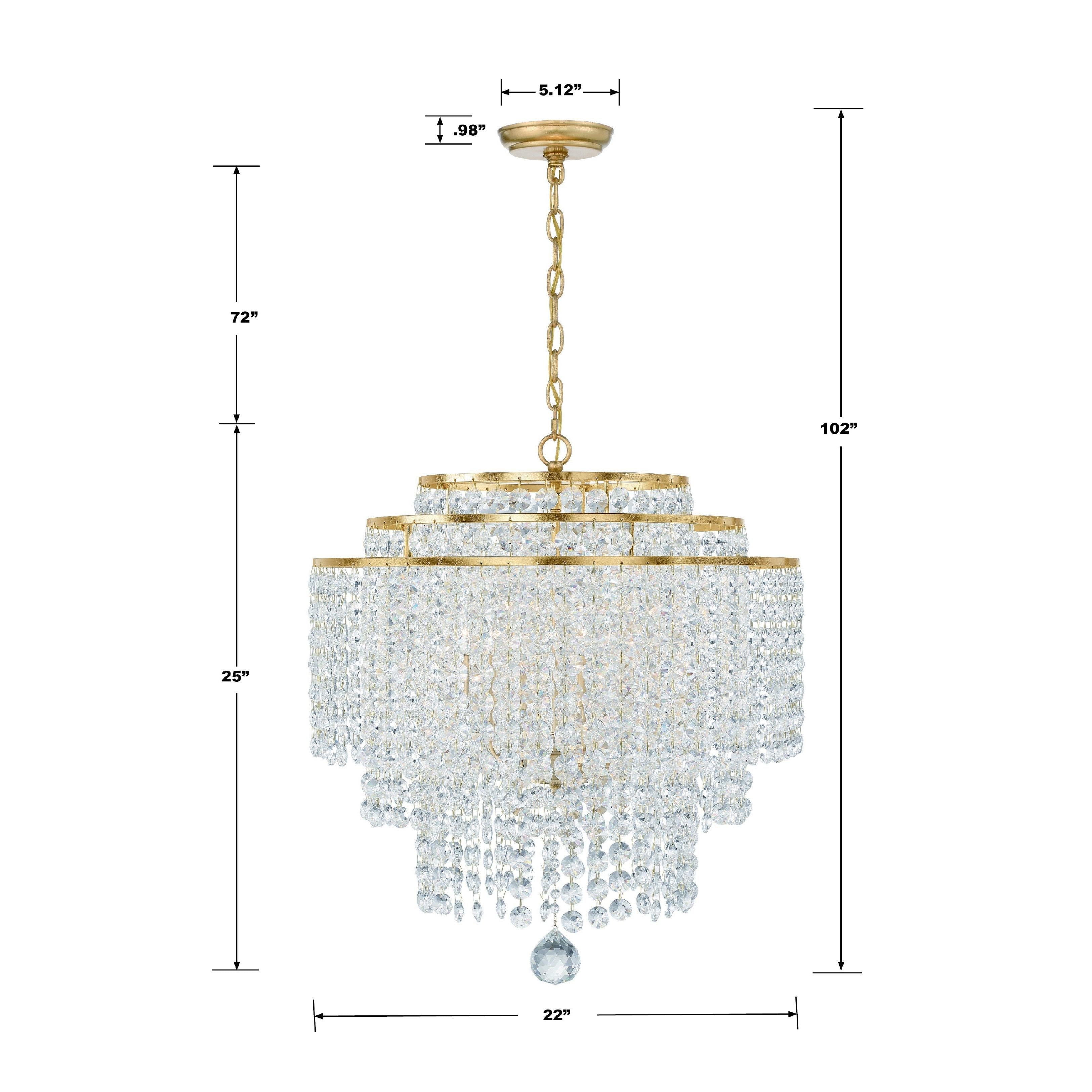 Crystorama Gabrielle GAB-B7305-GA – 22 Inch – 6 Light – Chandelier – Antique Gold – Damp Rated