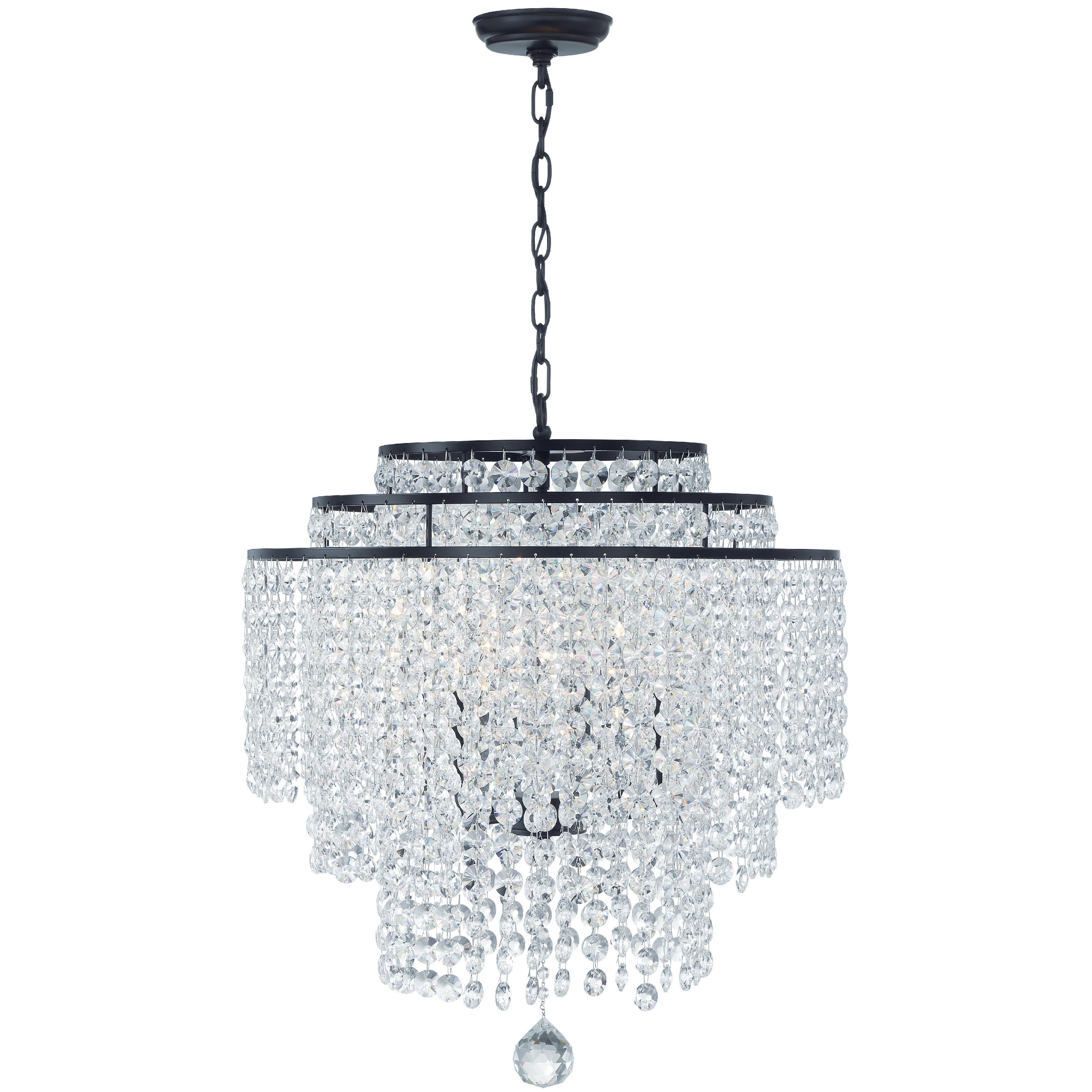 Crystorama Gabrielle GAB-B7305-MK – 22 Inch – 6 Light – Chandelier – Matte Black – Damp Rated