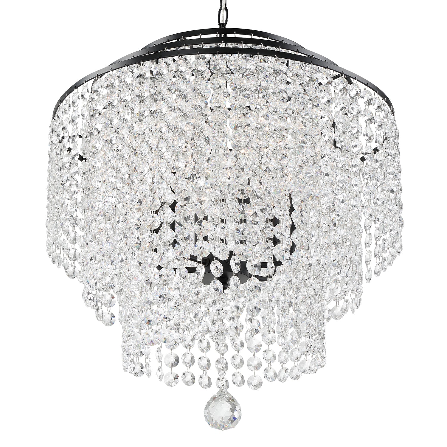 Crystorama Gabrielle GAB-B7305-MK – 22 Inch – 6 Light – Chandelier – Matte Black – Damp Rated