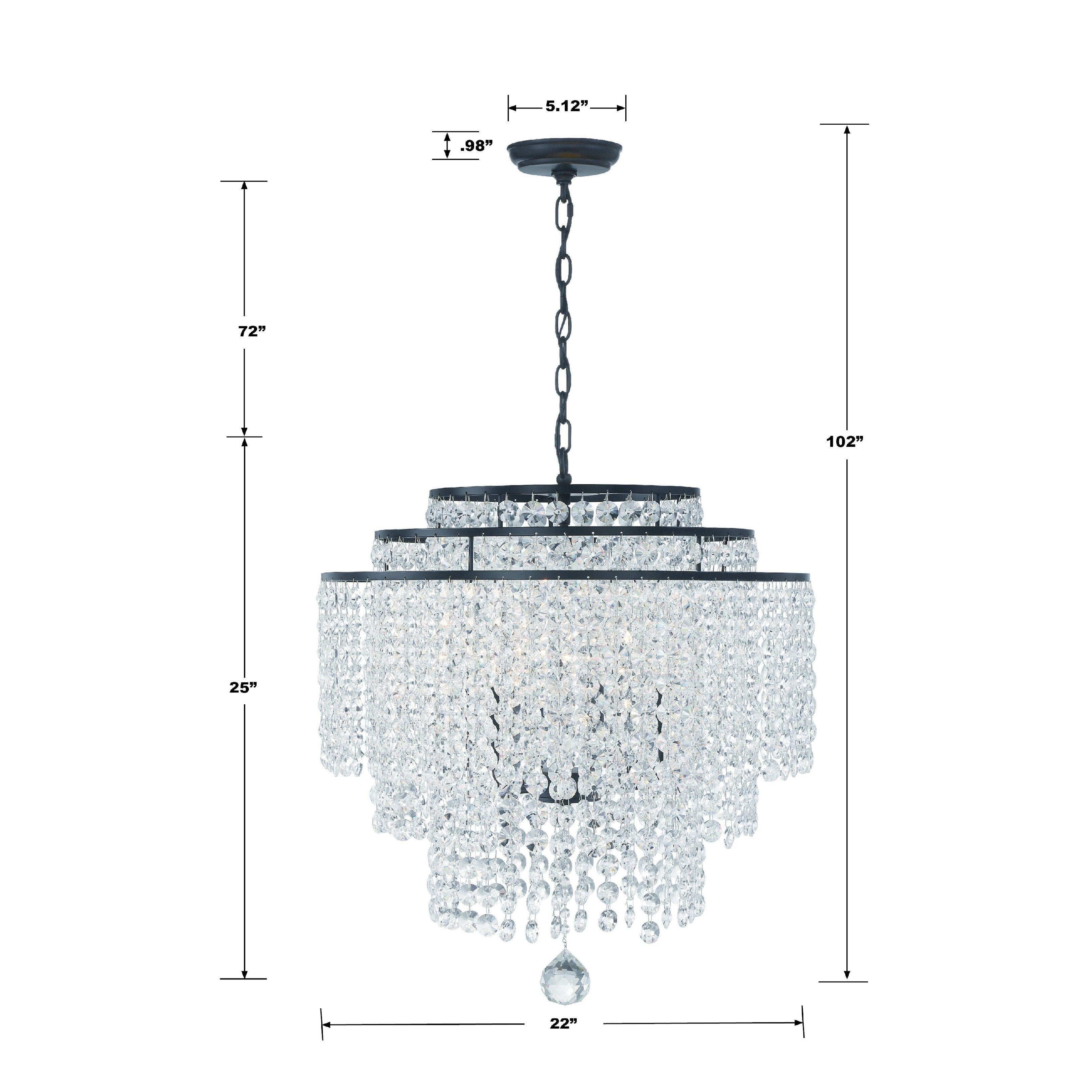 Crystorama Gabrielle GAB-B7305-MK – 22 Inch – 6 Light – Chandelier – Matte Black – Damp Rated