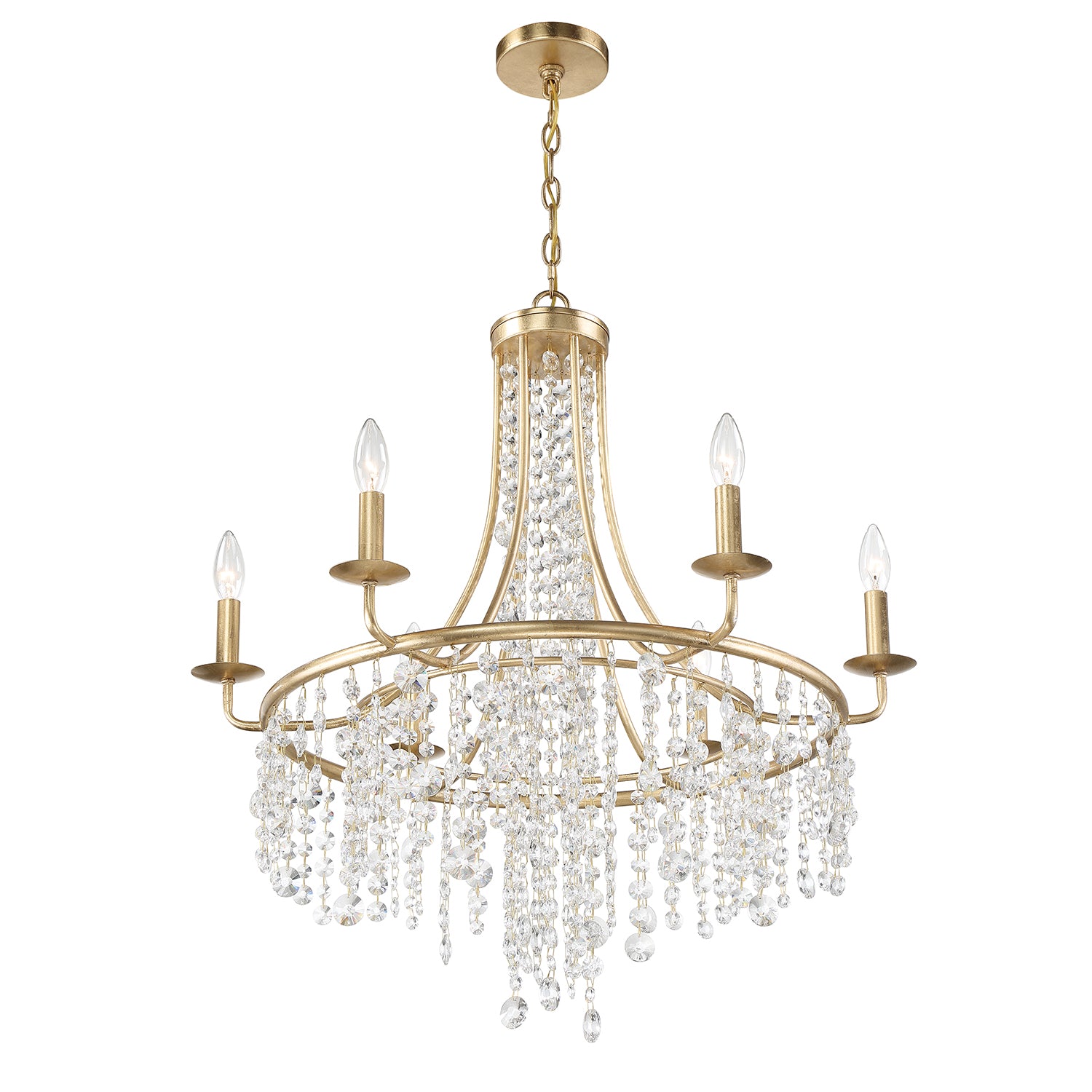 Crystorama Gabrielle GAB-B7306-GA – 28 Inch – 6 Light – Chandelier – Antique Gold – Damp Rated