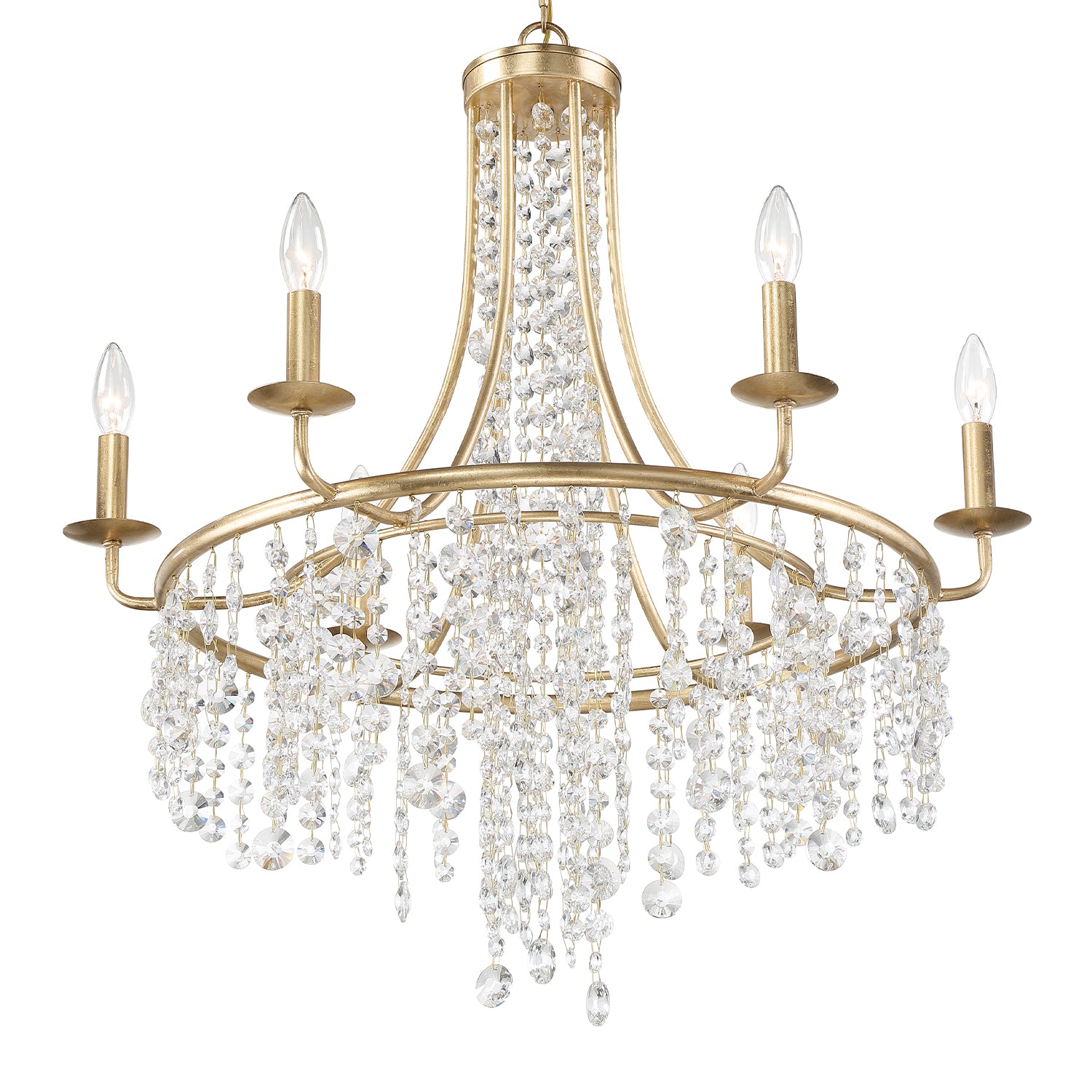 Crystorama Gabrielle GAB-B7306-GA – 28 Inch – 6 Light – Chandelier – Antique Gold – Damp Rated