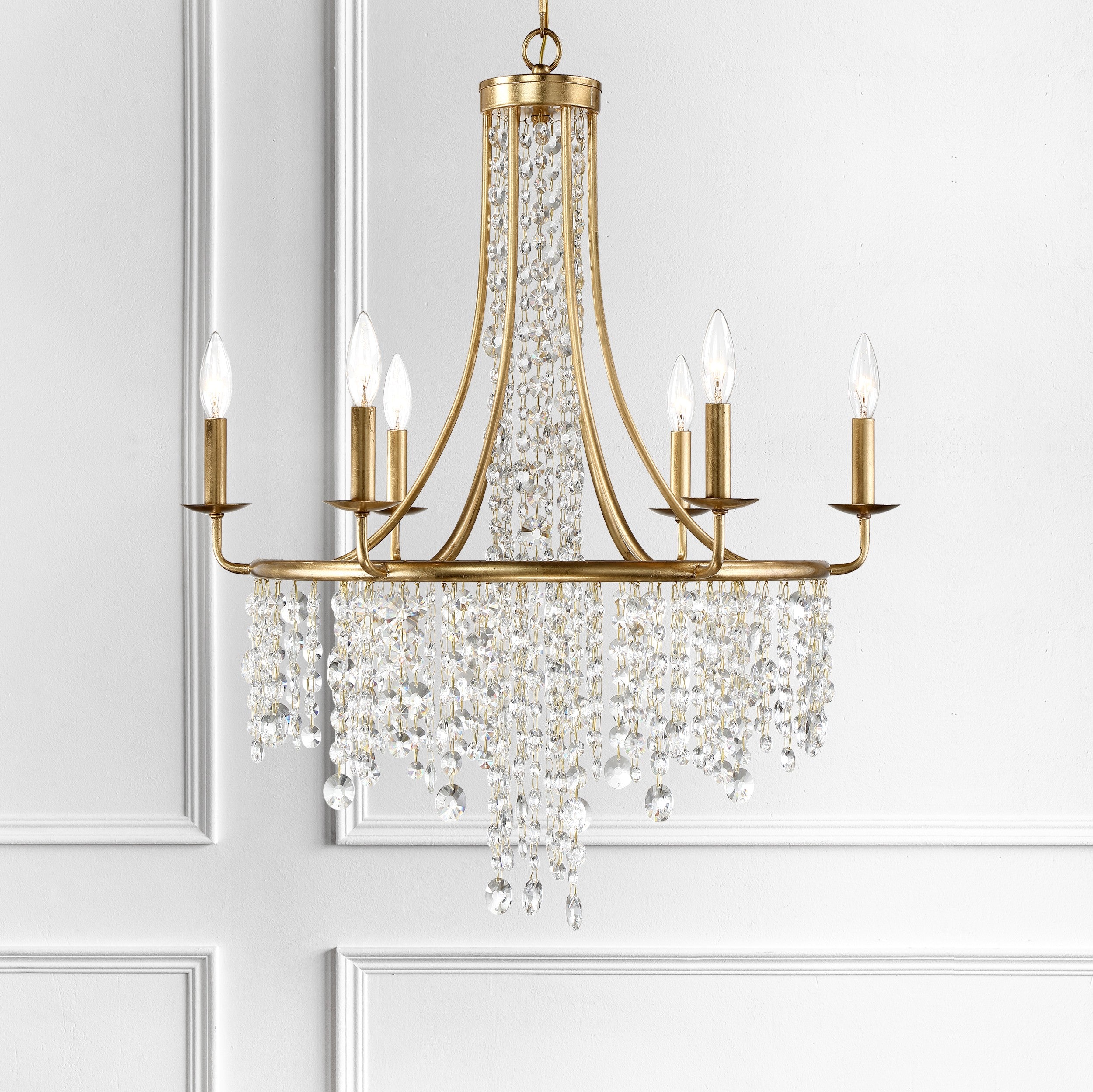 Crystorama Gabrielle GAB-B7306-GA – 28 Inch – 6 Light – Chandelier – Antique Gold – Damp Rated