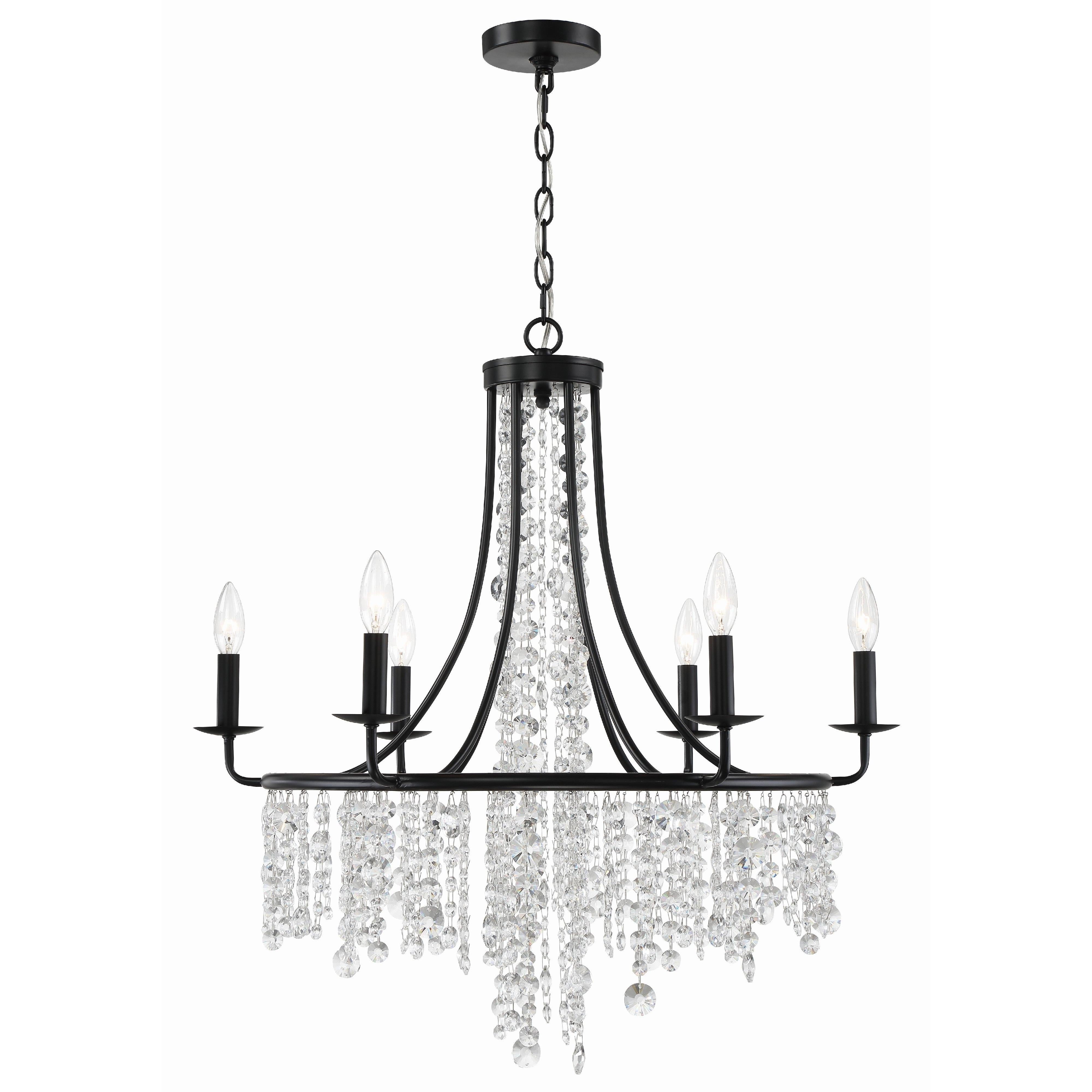 Crystorama Gabrielle GAB-B7306-MK – 28 Inch – 6 Light – Chandelier – Matte Black – Damp Rated