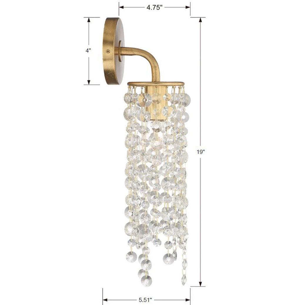 Crystorama Gabrielle GAB-B7311-GA – 4 Inch – 1 Light – Sconce – Antique Gold – Damp Rated