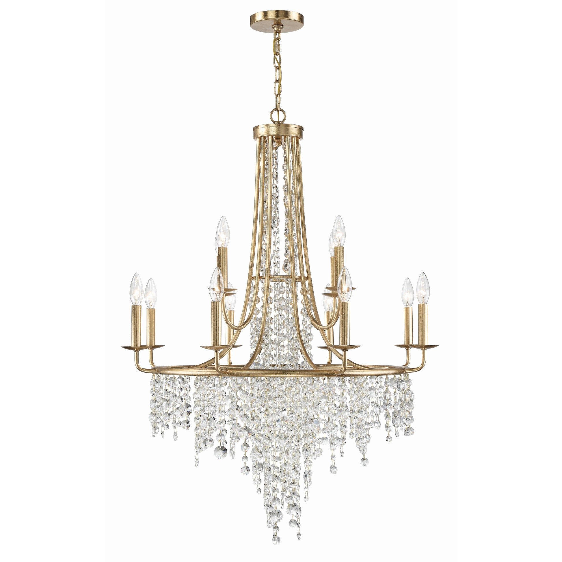 Crystorama Gabrielle GAB-B7312-GA – 30 Inch – 12 Light – Chandelier – Antique Gold – Damp Rated
